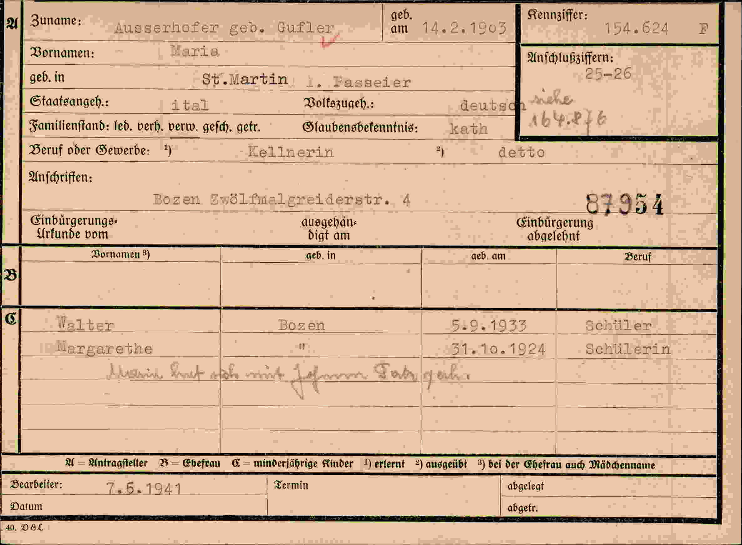 Vorderseite des Dokuments