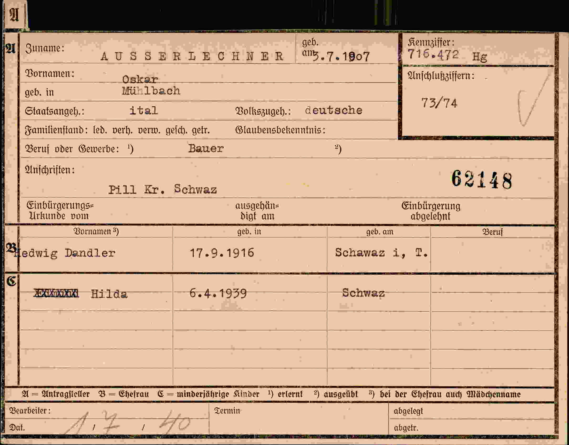 Dokument für Oskar Ausserlechner