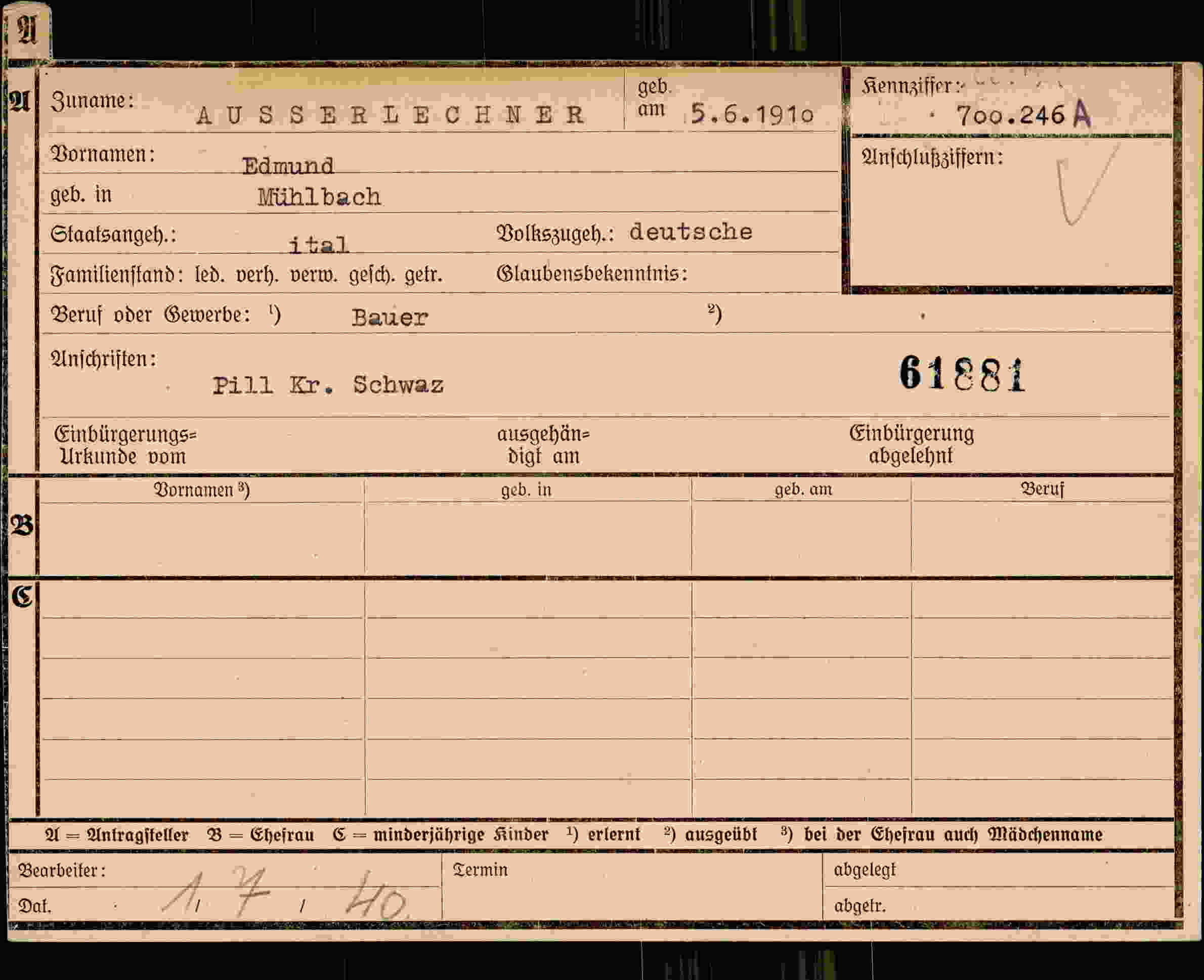 Dokument für Edmund Ausserlechner