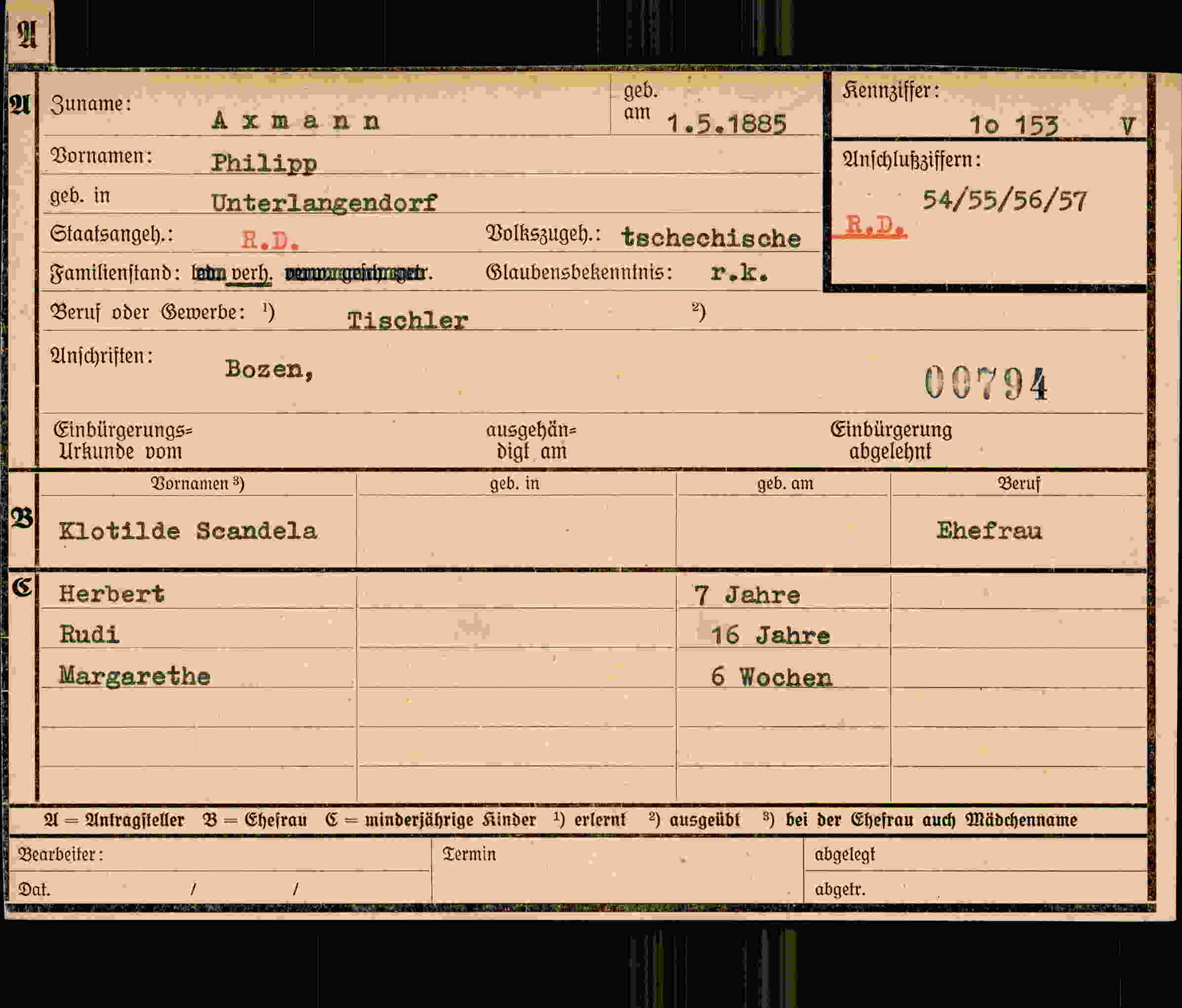 Vorderseite des Dokuments
