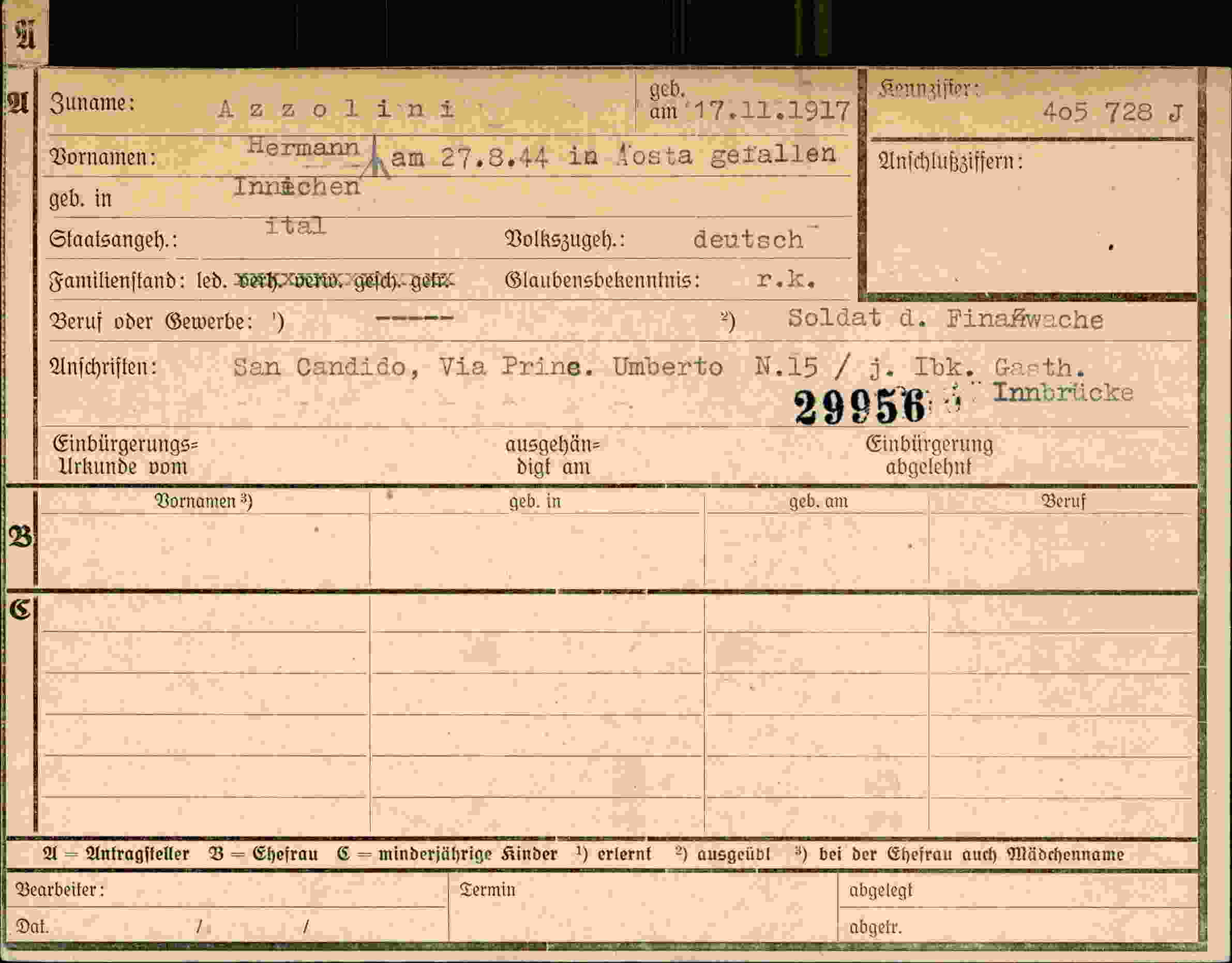 Dokument für Hermann Azzolini