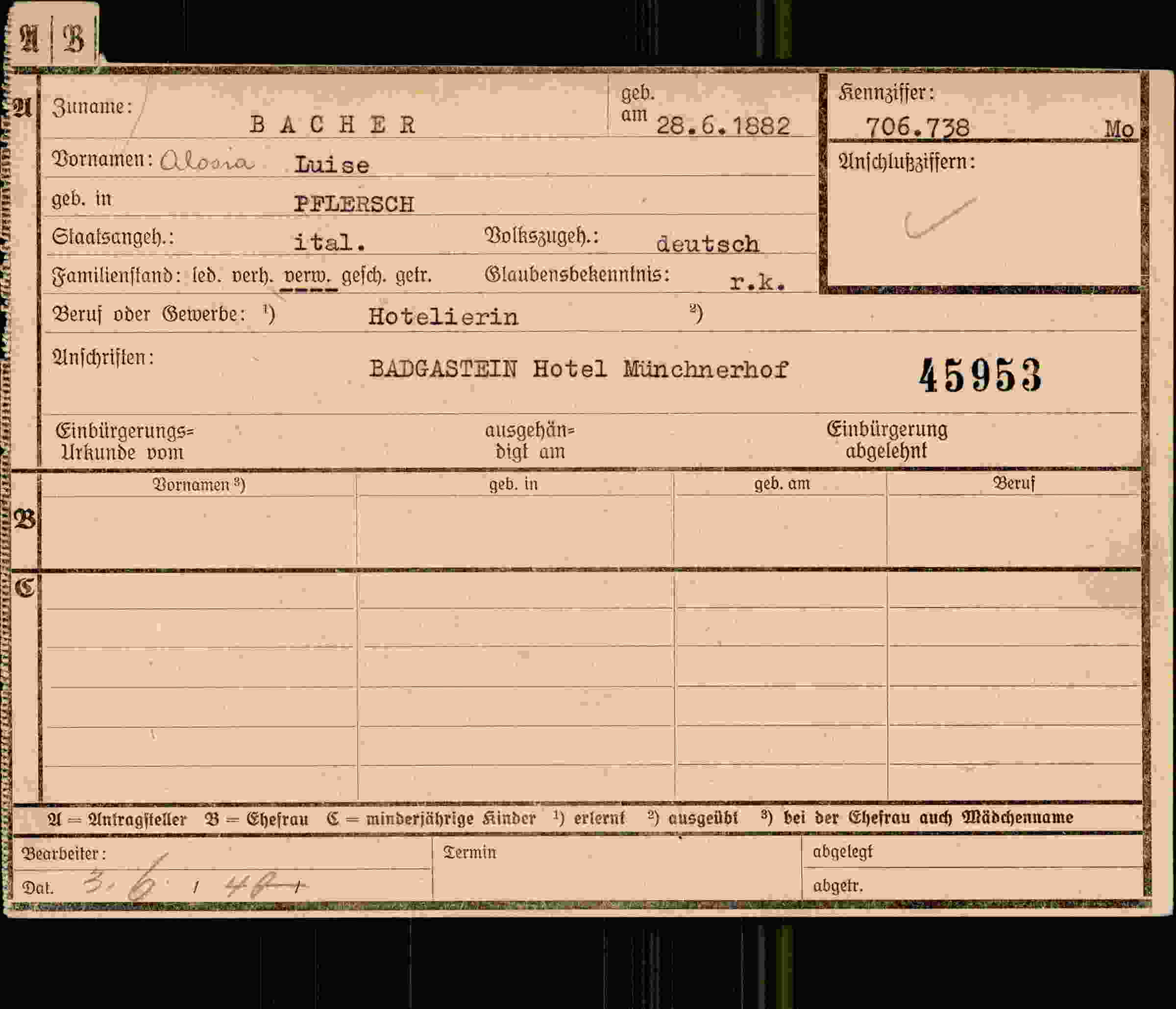 Dokument für Luise Bacher