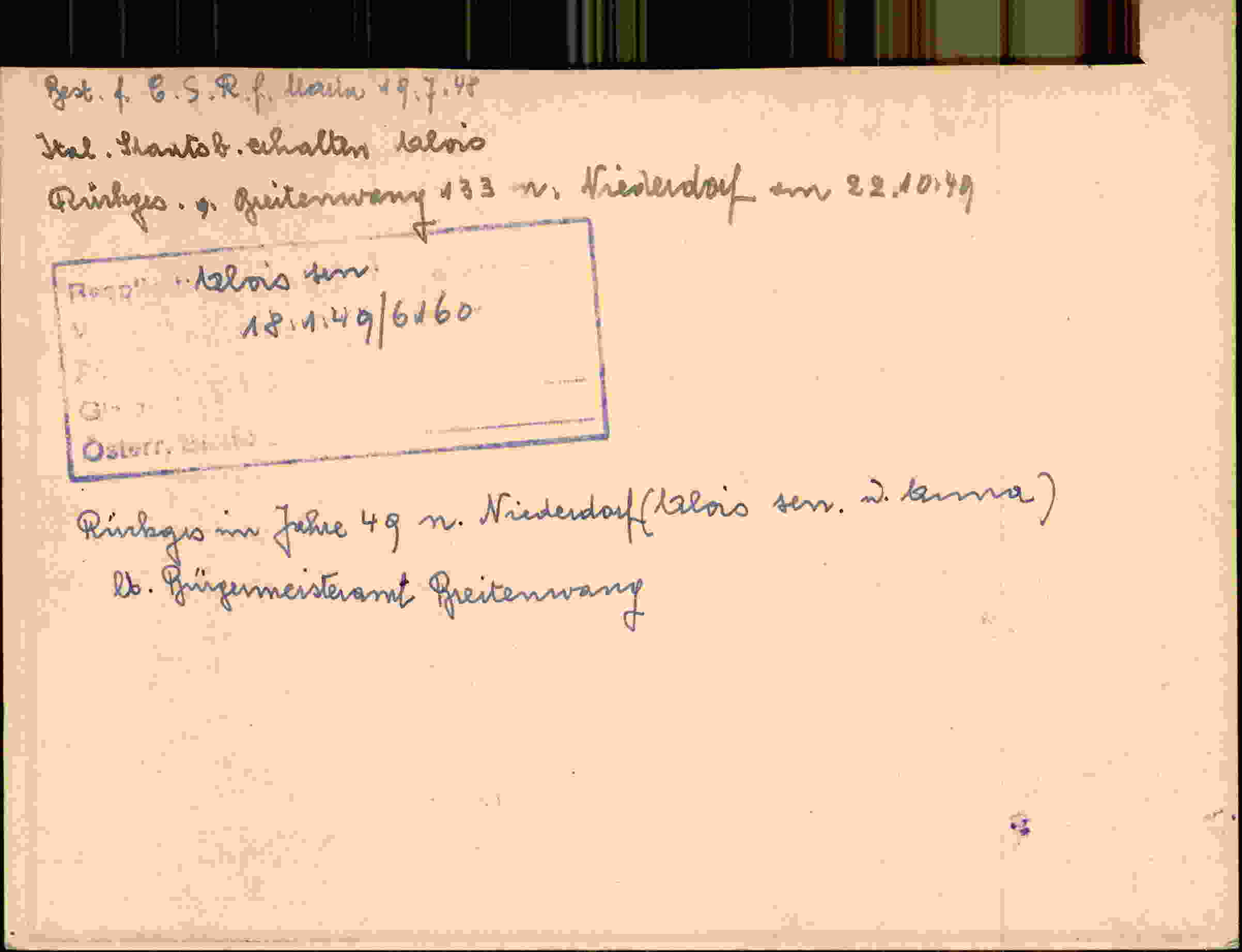 Rückseite des Dokuments