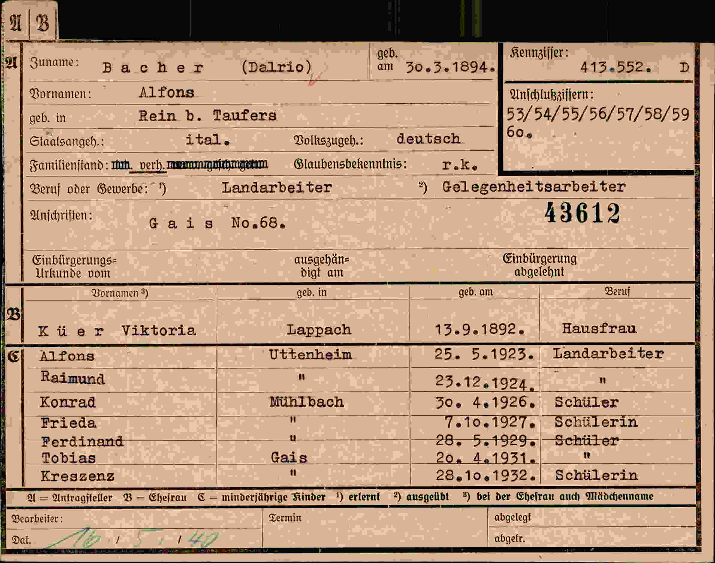 Dokument für Alfons Bacher