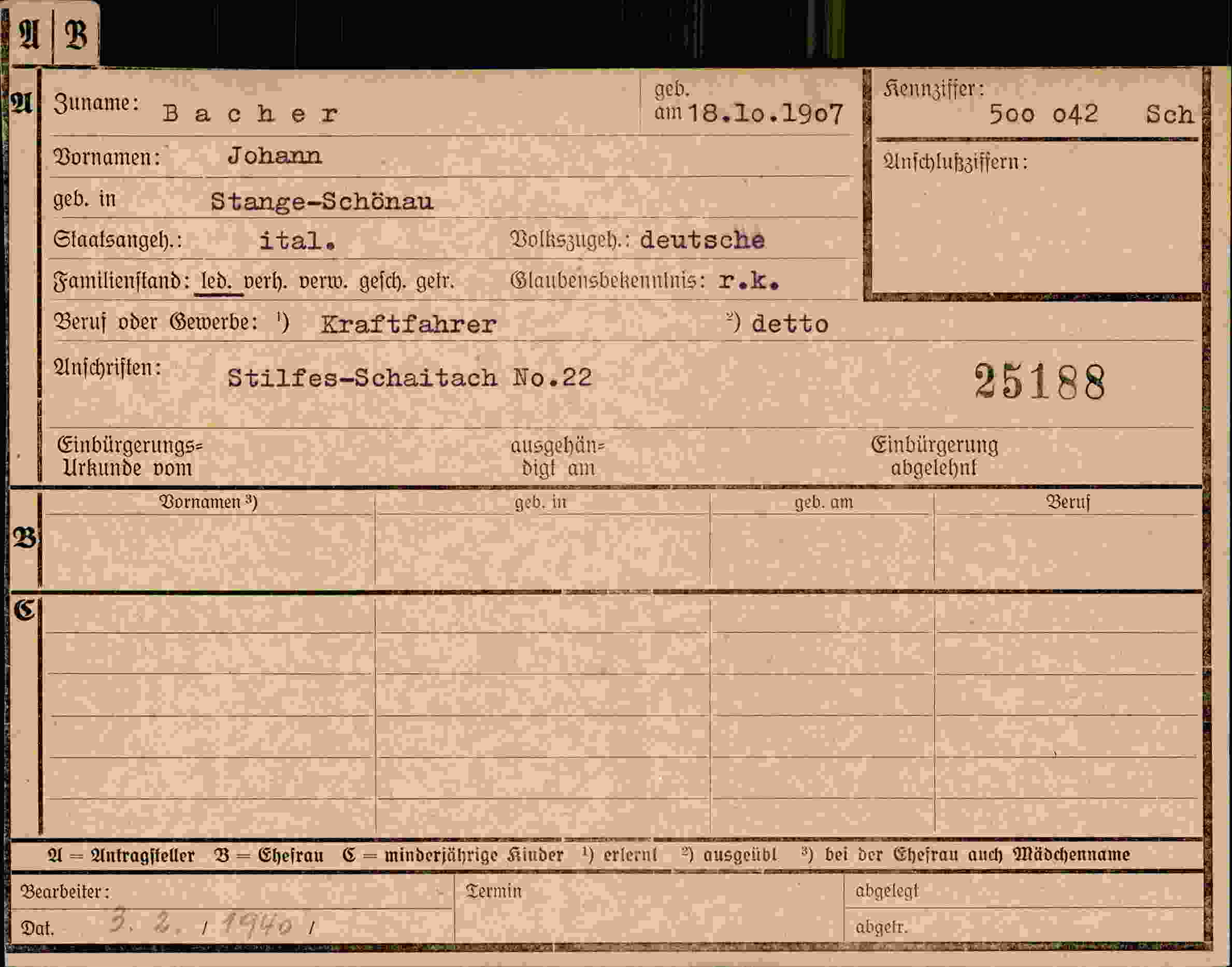 Dokument für Johann Bacher