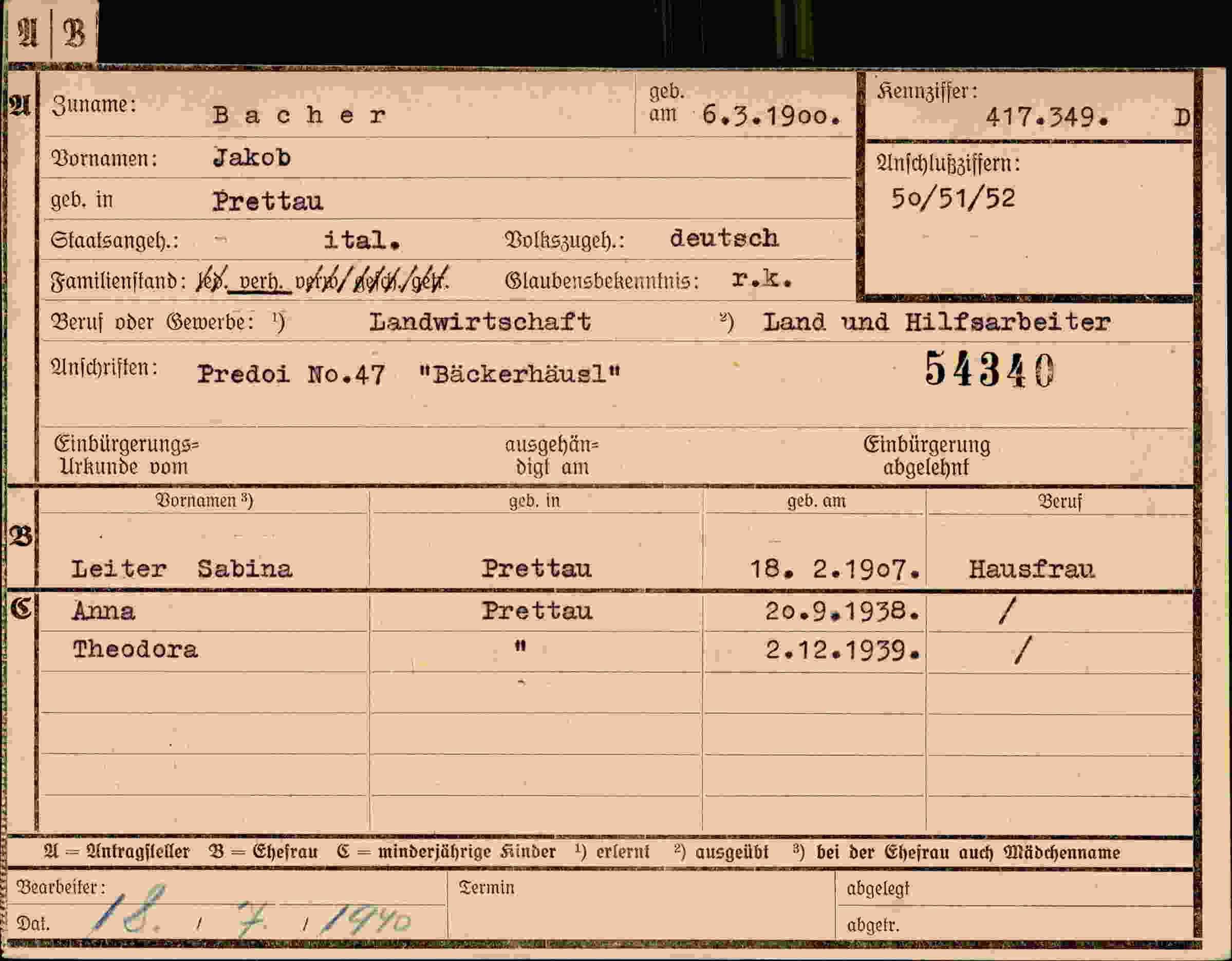 Dokument für Jakob Bacher