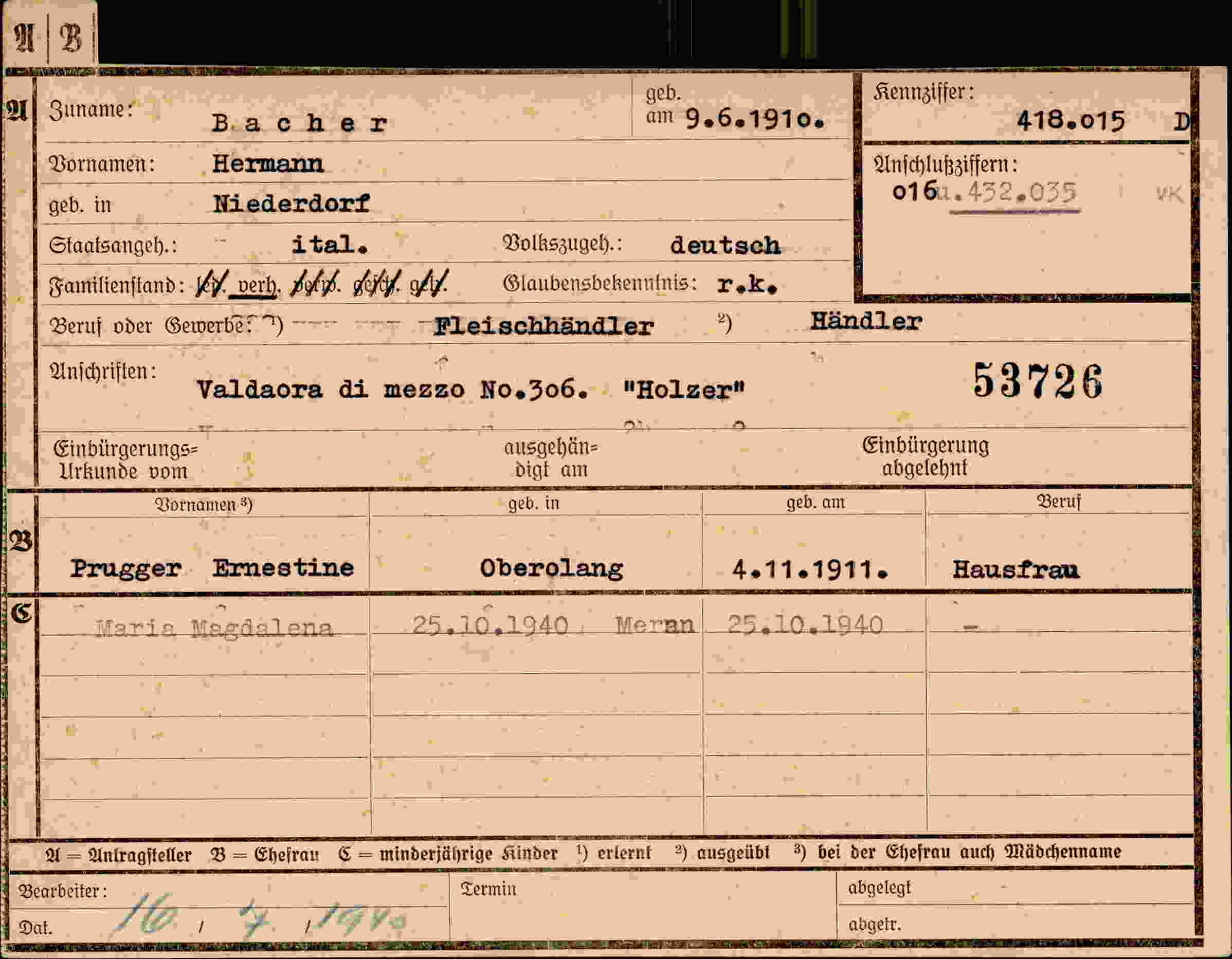 Dokument für Hermann Bacher