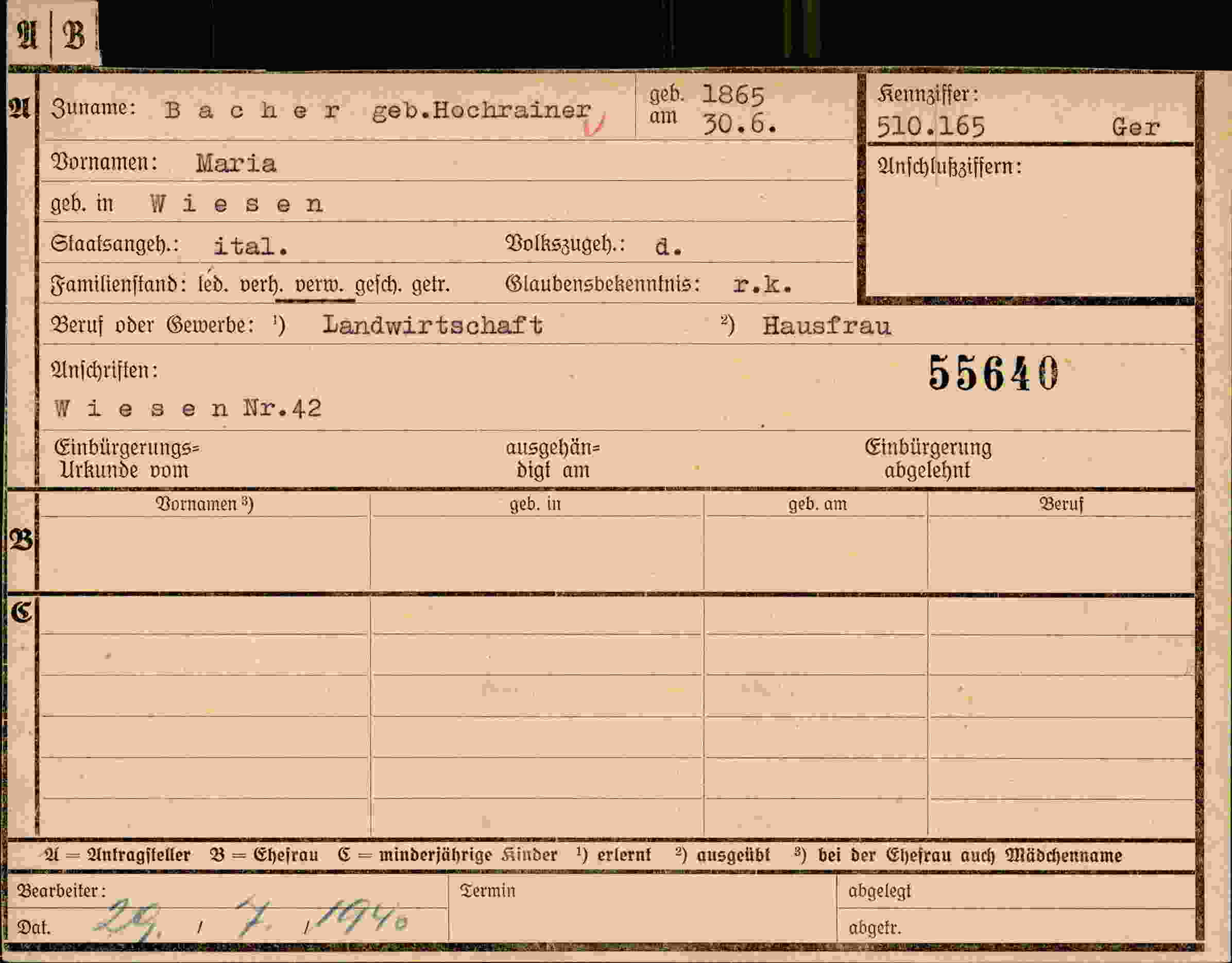 Vorderseite des Dokuments