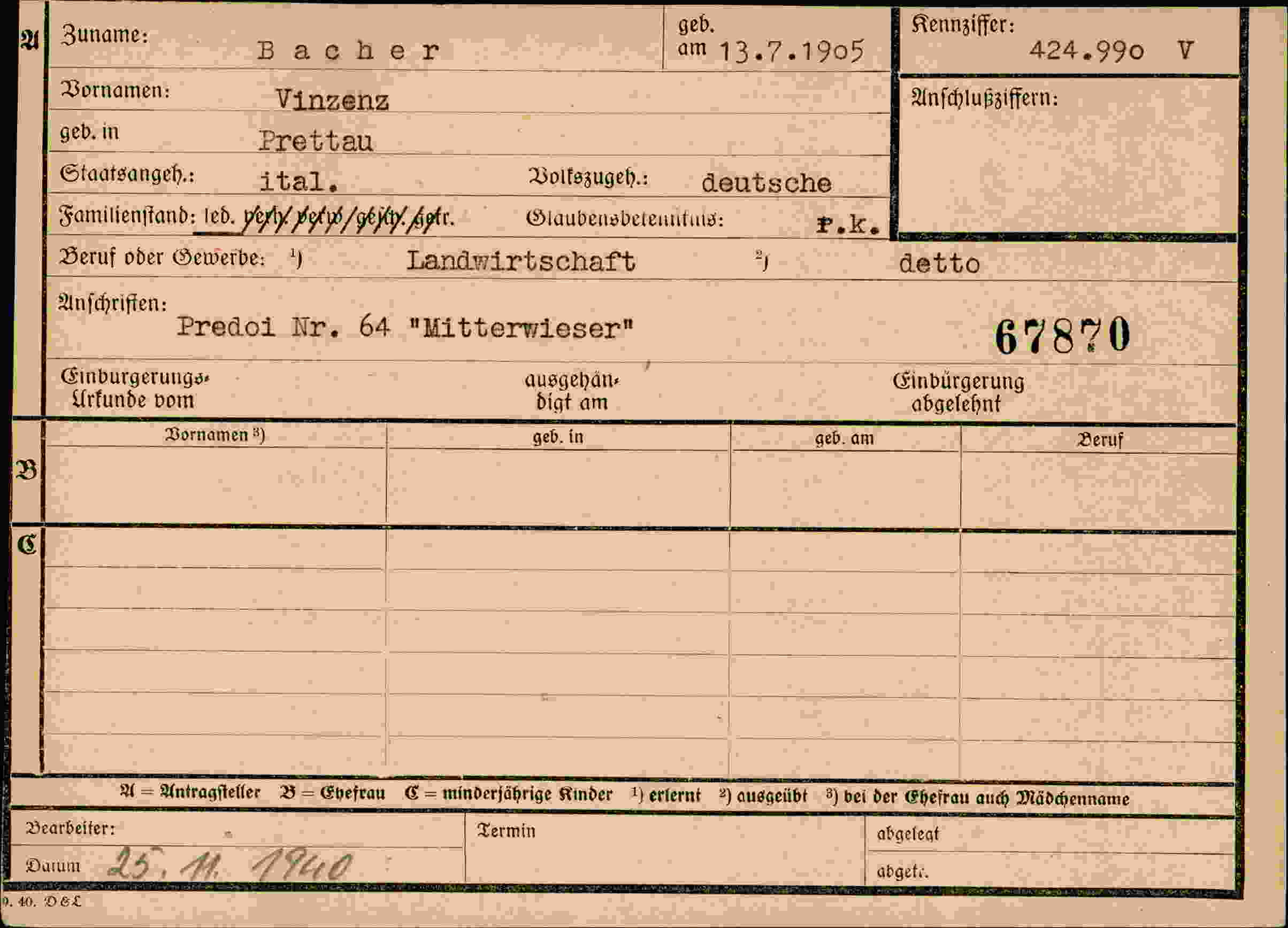 Vorderseite des Dokuments