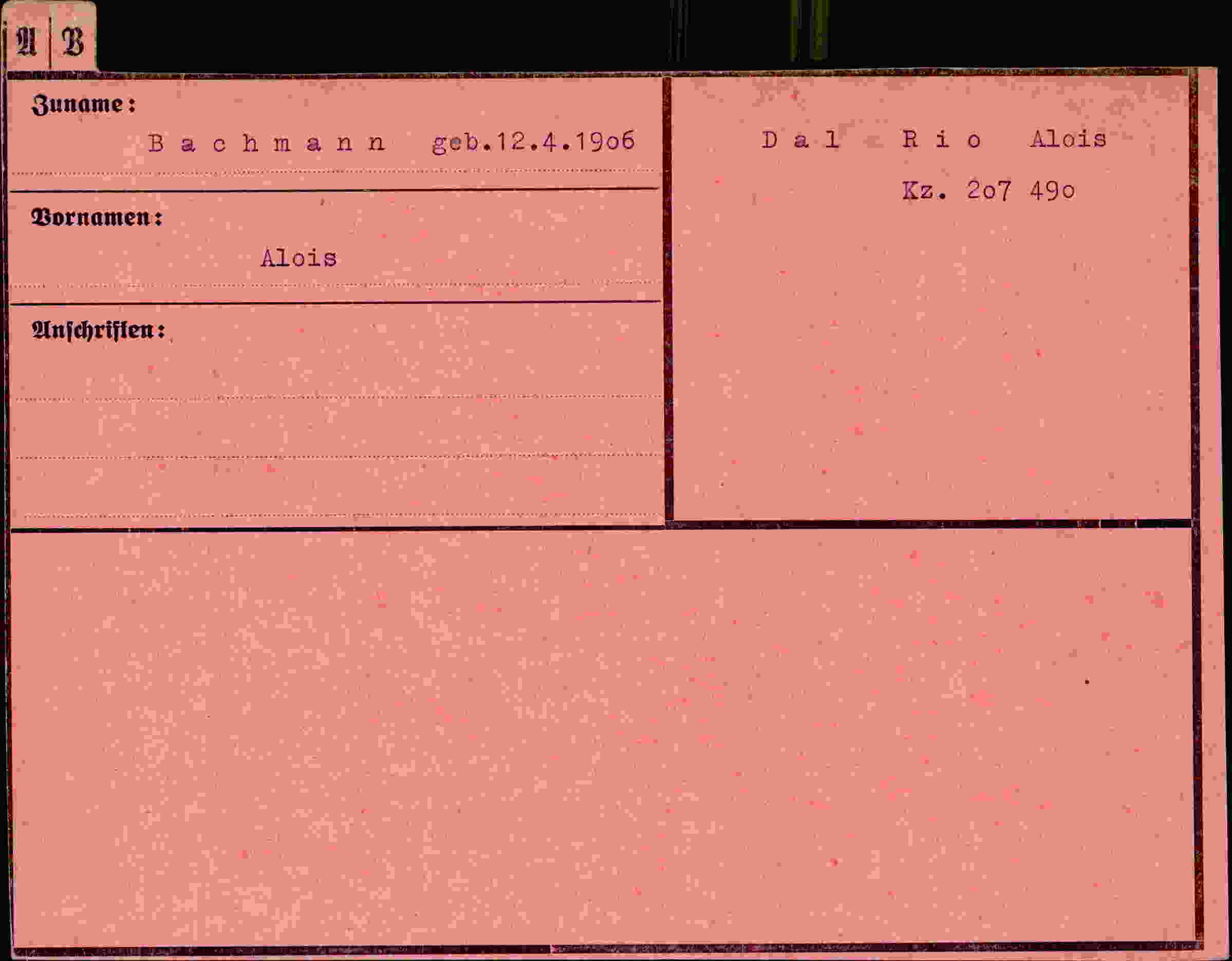 Dokument für Alois Bachmann