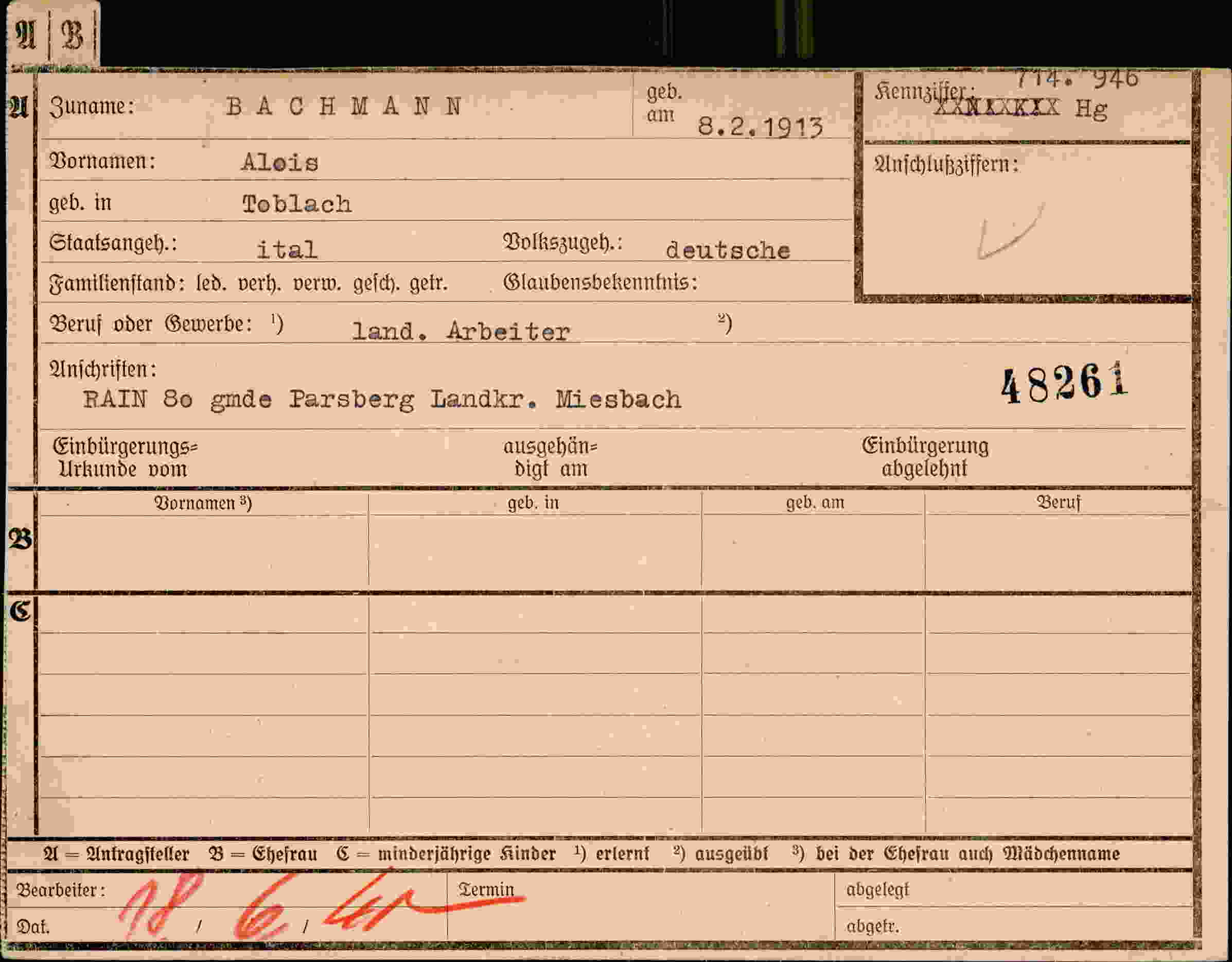 Dokument für Alois Bachmann