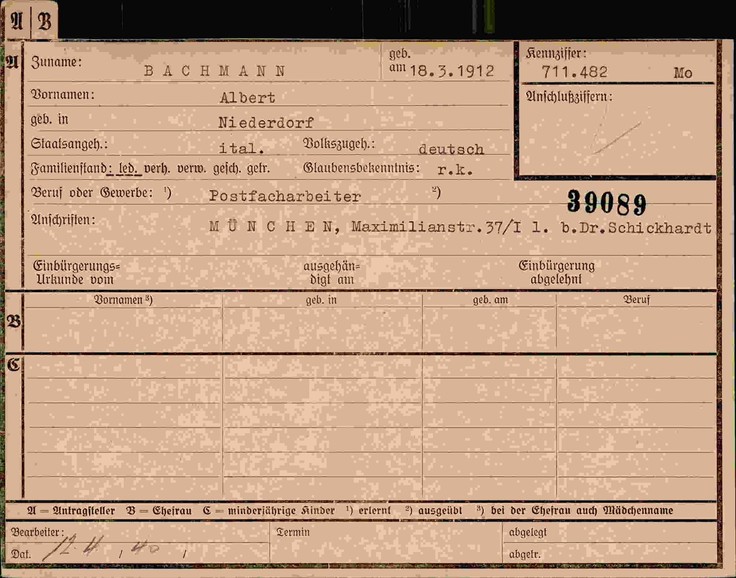 Vorderseite des Dokuments