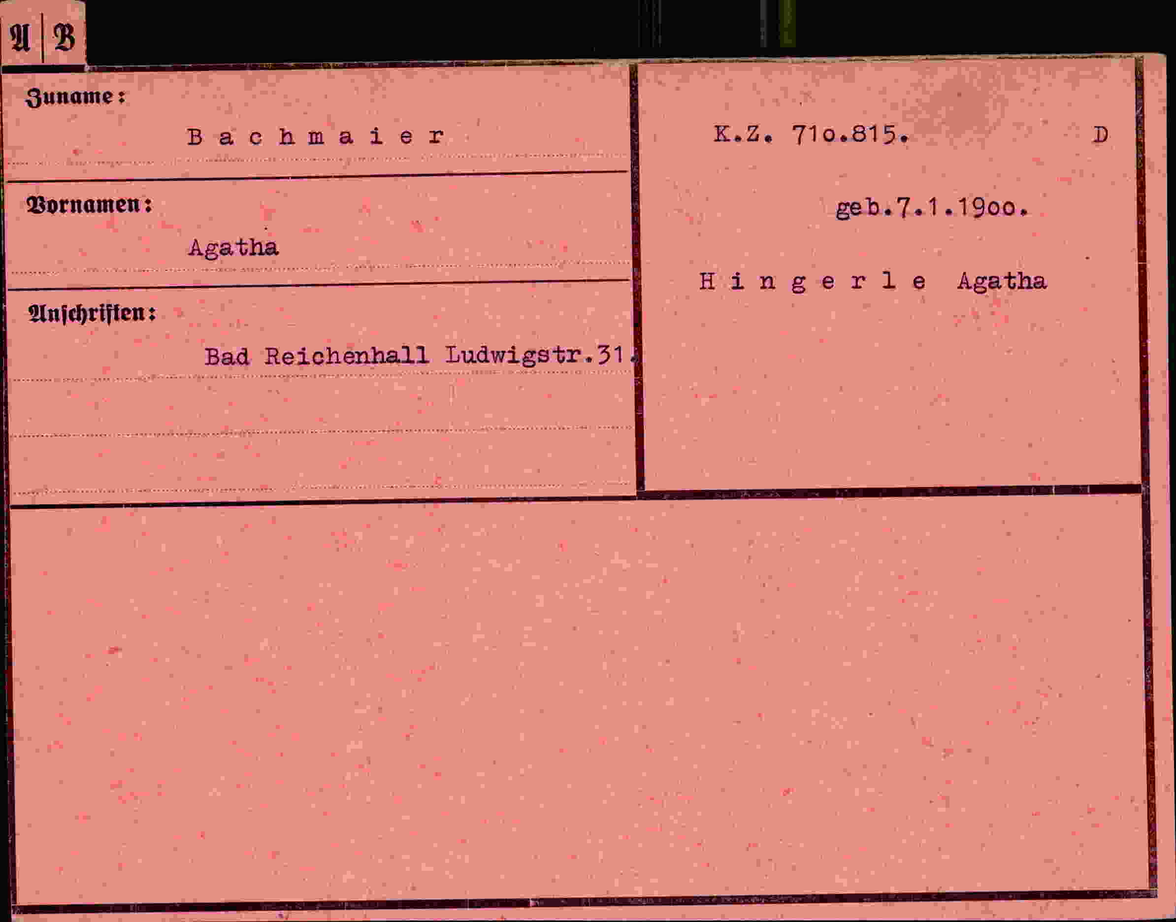 Dokument für Agatha Bachmaier