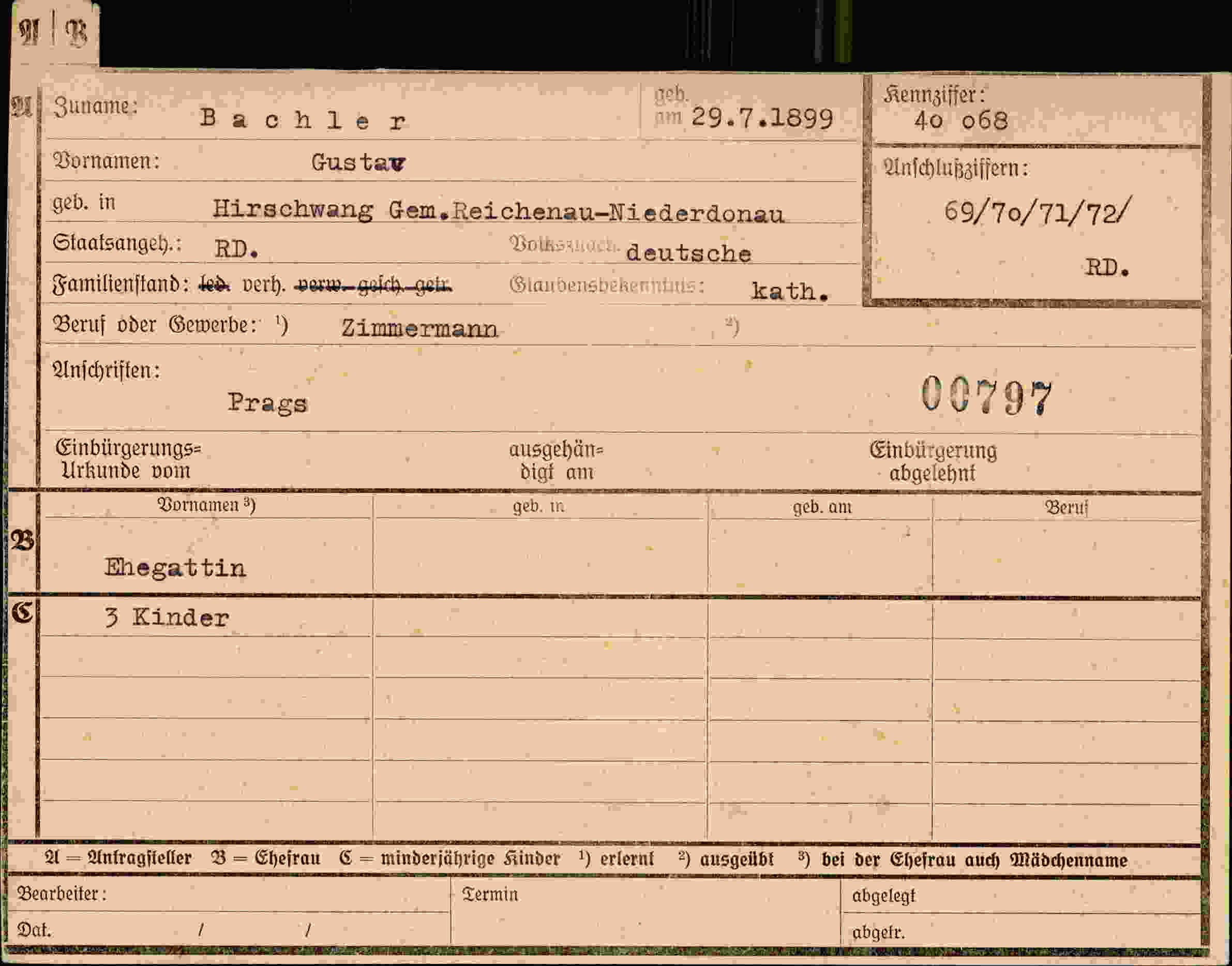 Dokument für Gustav Bachler