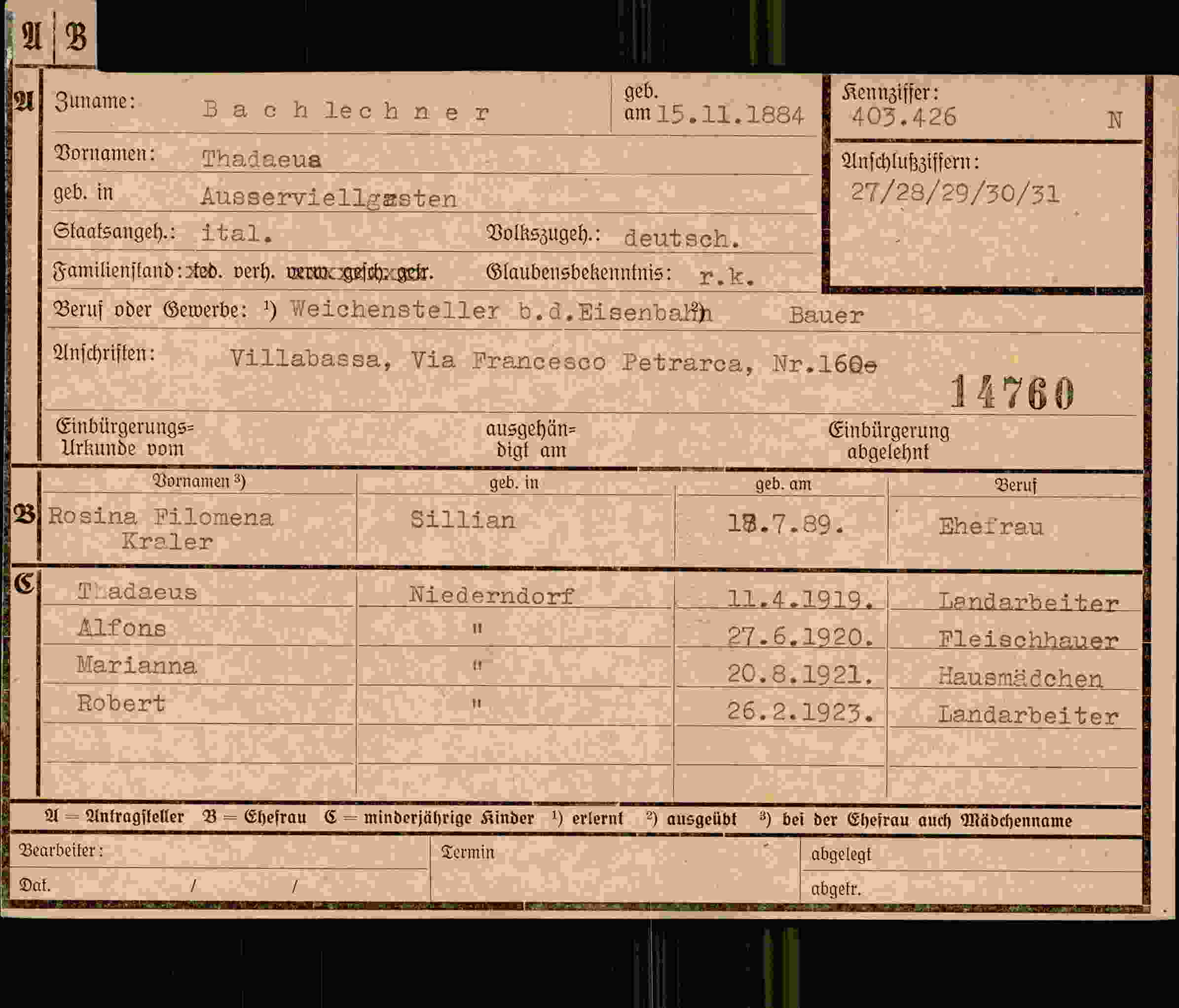 Dokument für Thadaeus Bachlechner