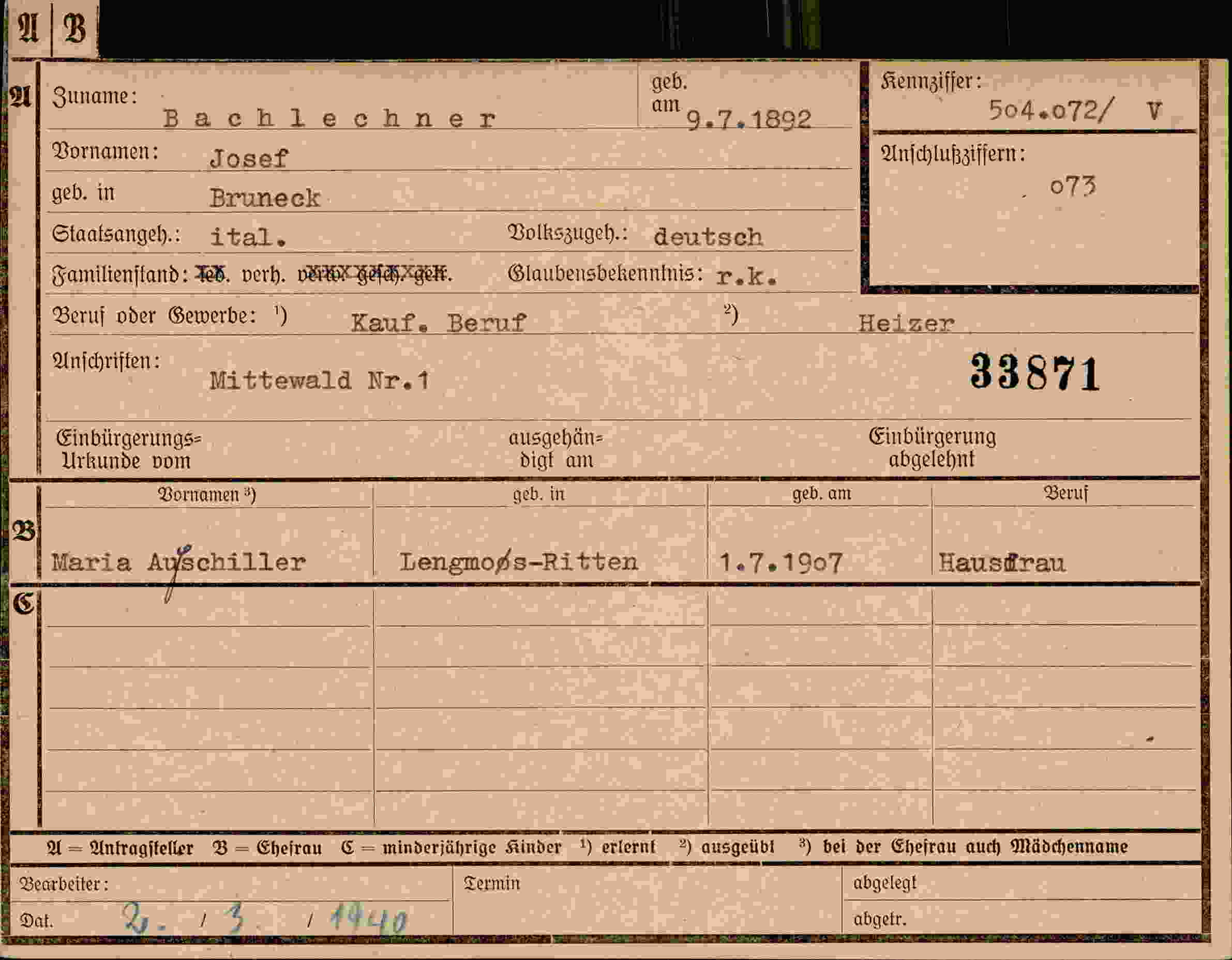 Dokument für Josef Bachlechner