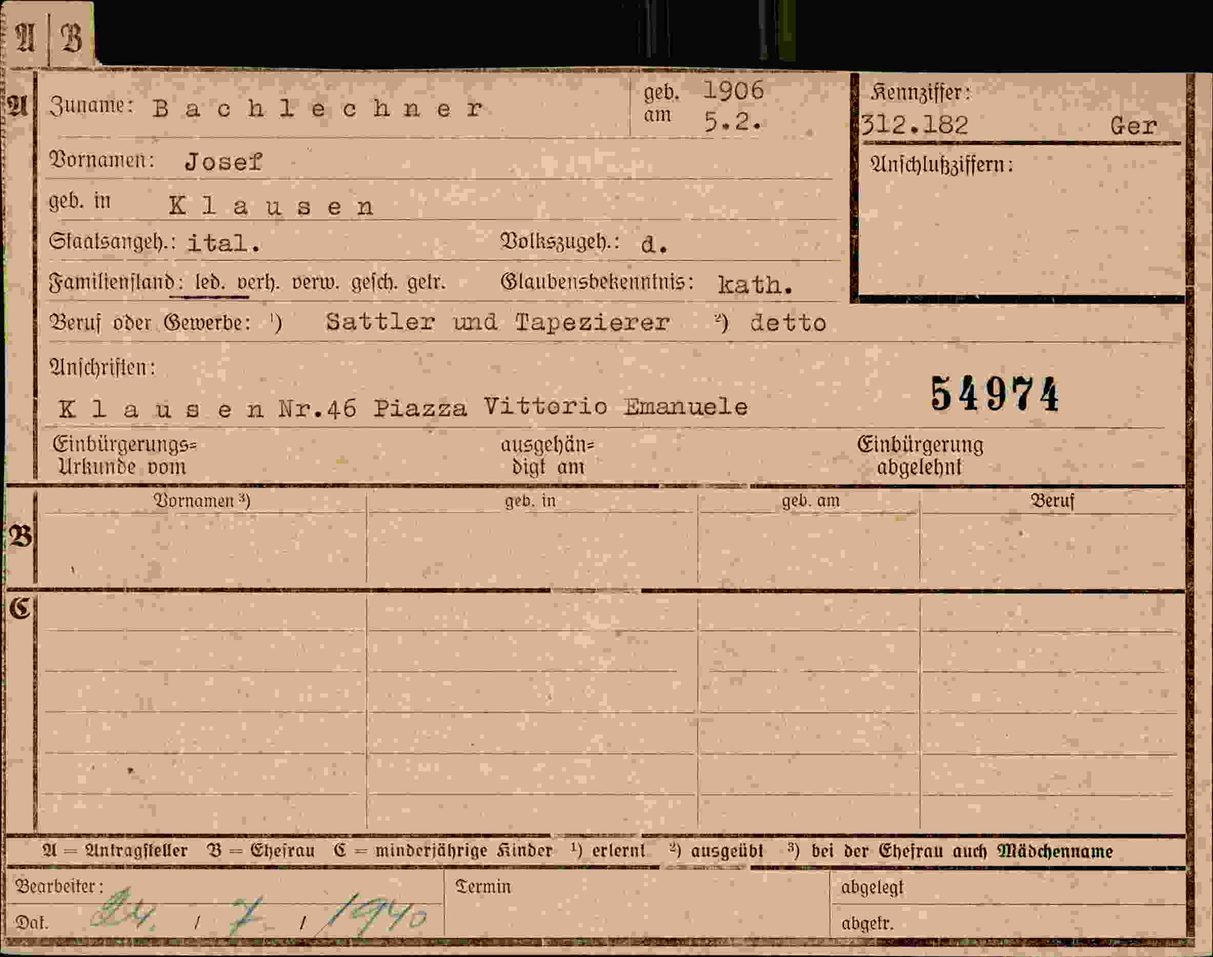 Dokument für Josef Bachlechner