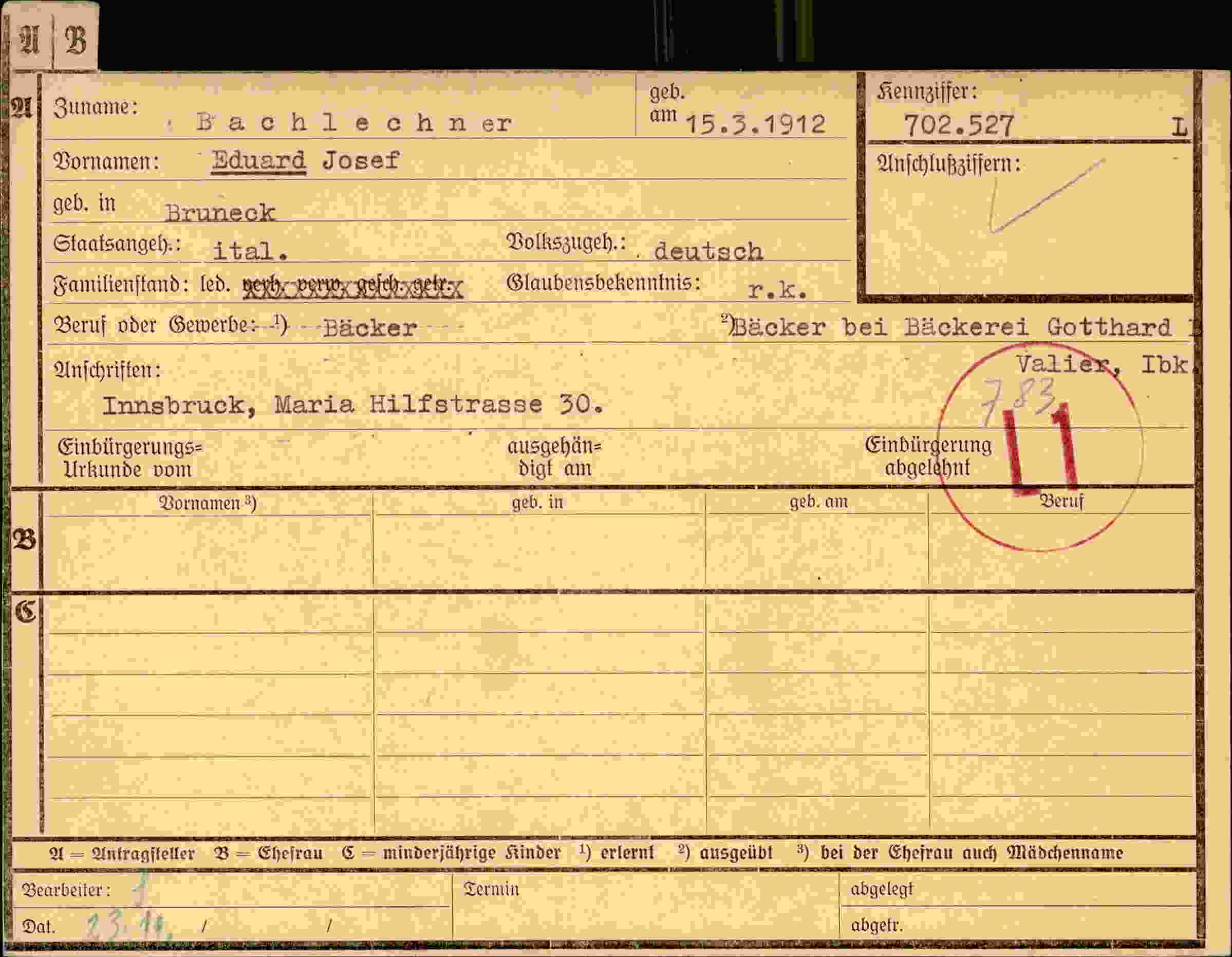 Dokument für Eduard Josef Bachlechner