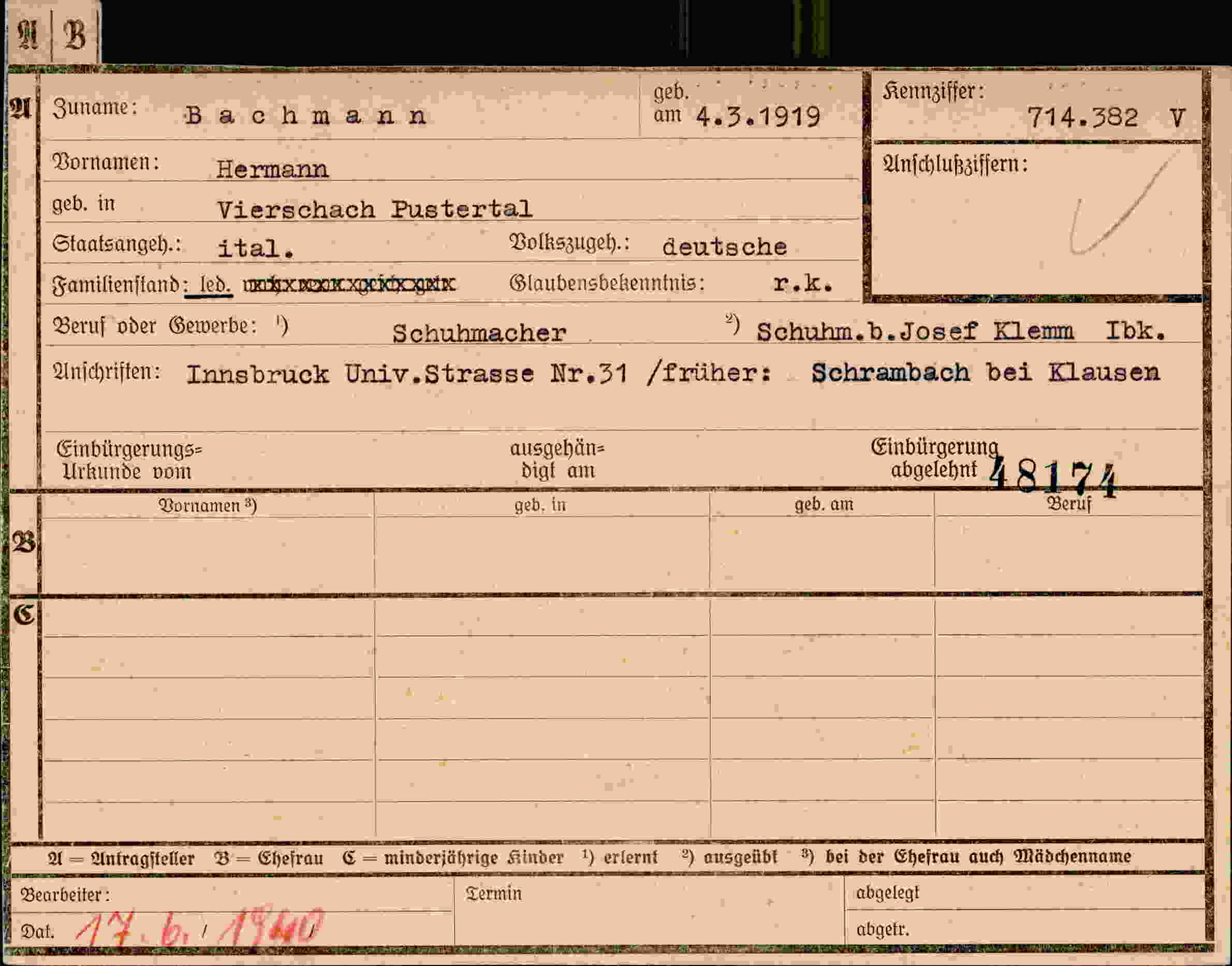 Dokument für Alois Bachl