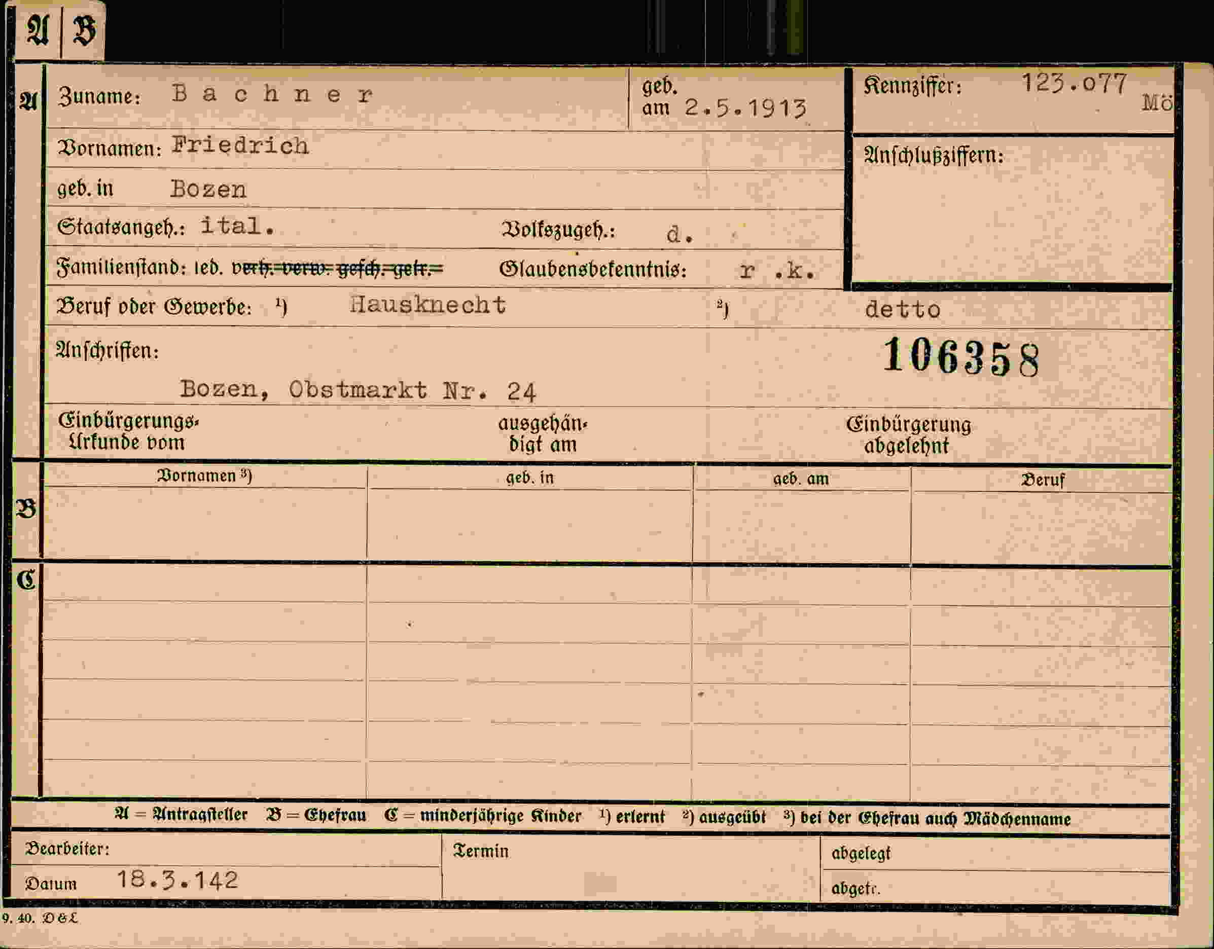 Dokument für Friedrich Bachner