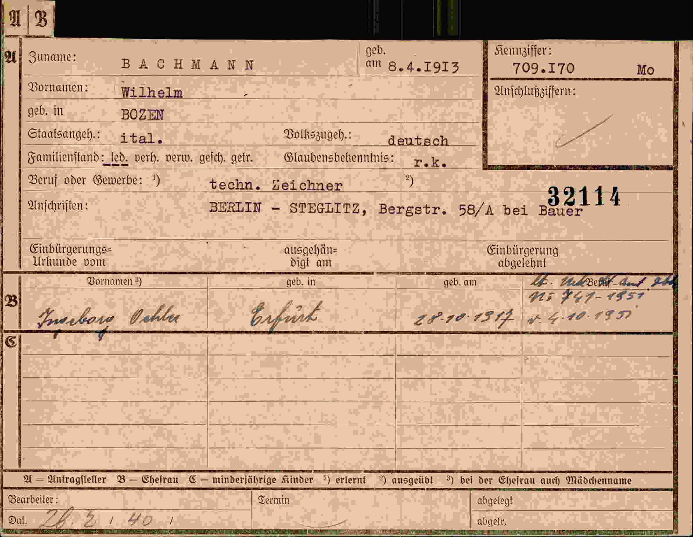 Dokument für Wilhelm Bachmann