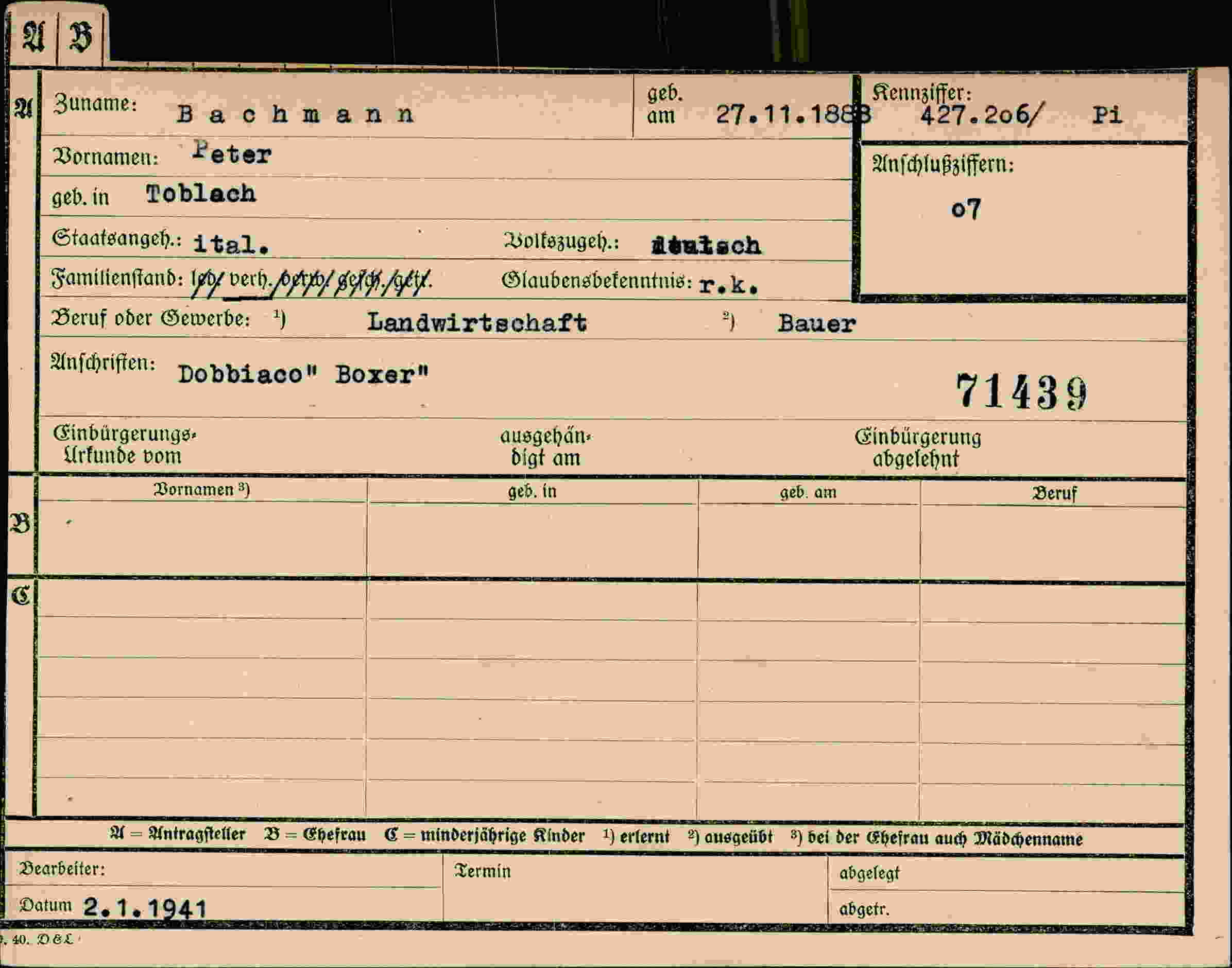 Dokument für Peter Bachmann