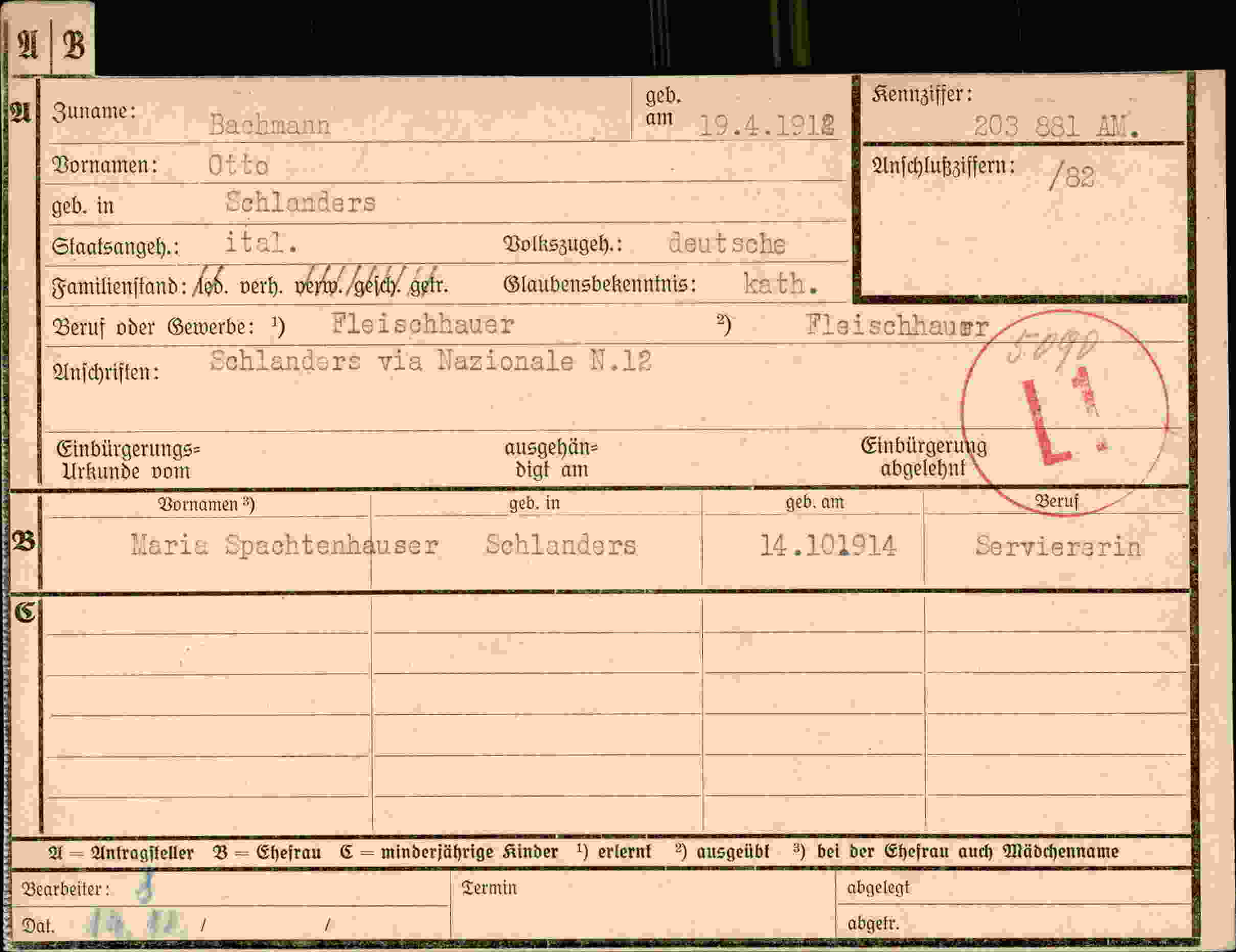 Dokument für Otto Bachmann