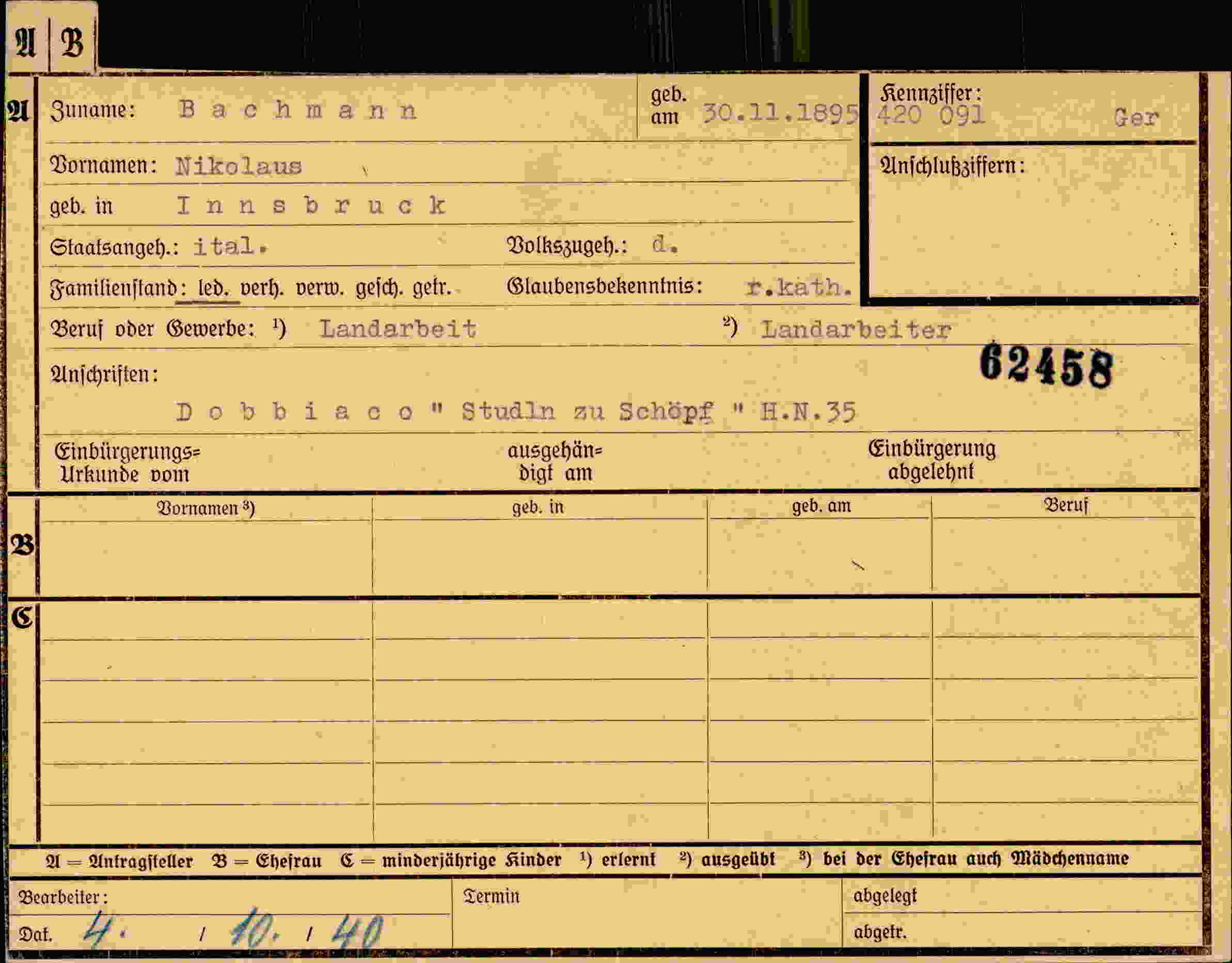 Dokument für Nikolaus Bachmann