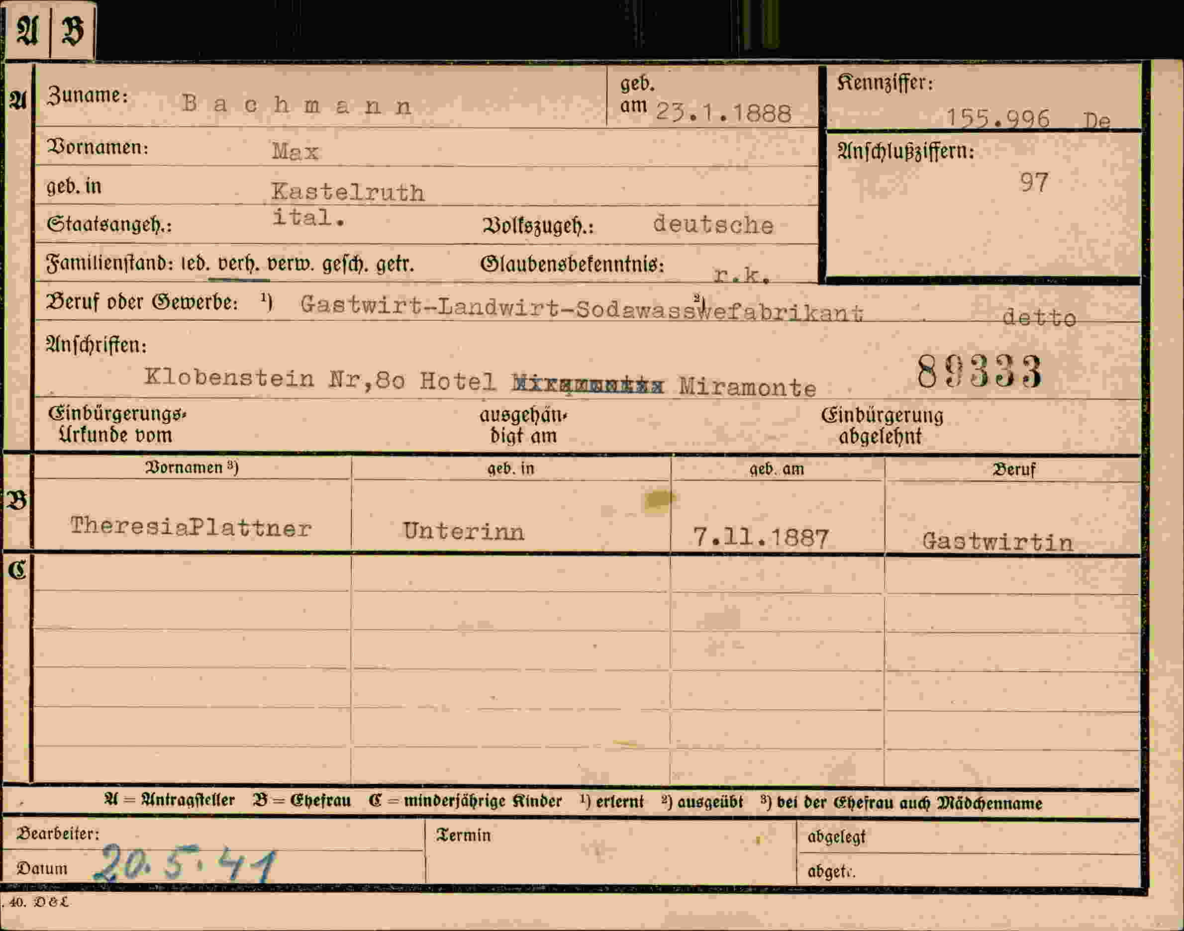 Dokument für Max Bachmann