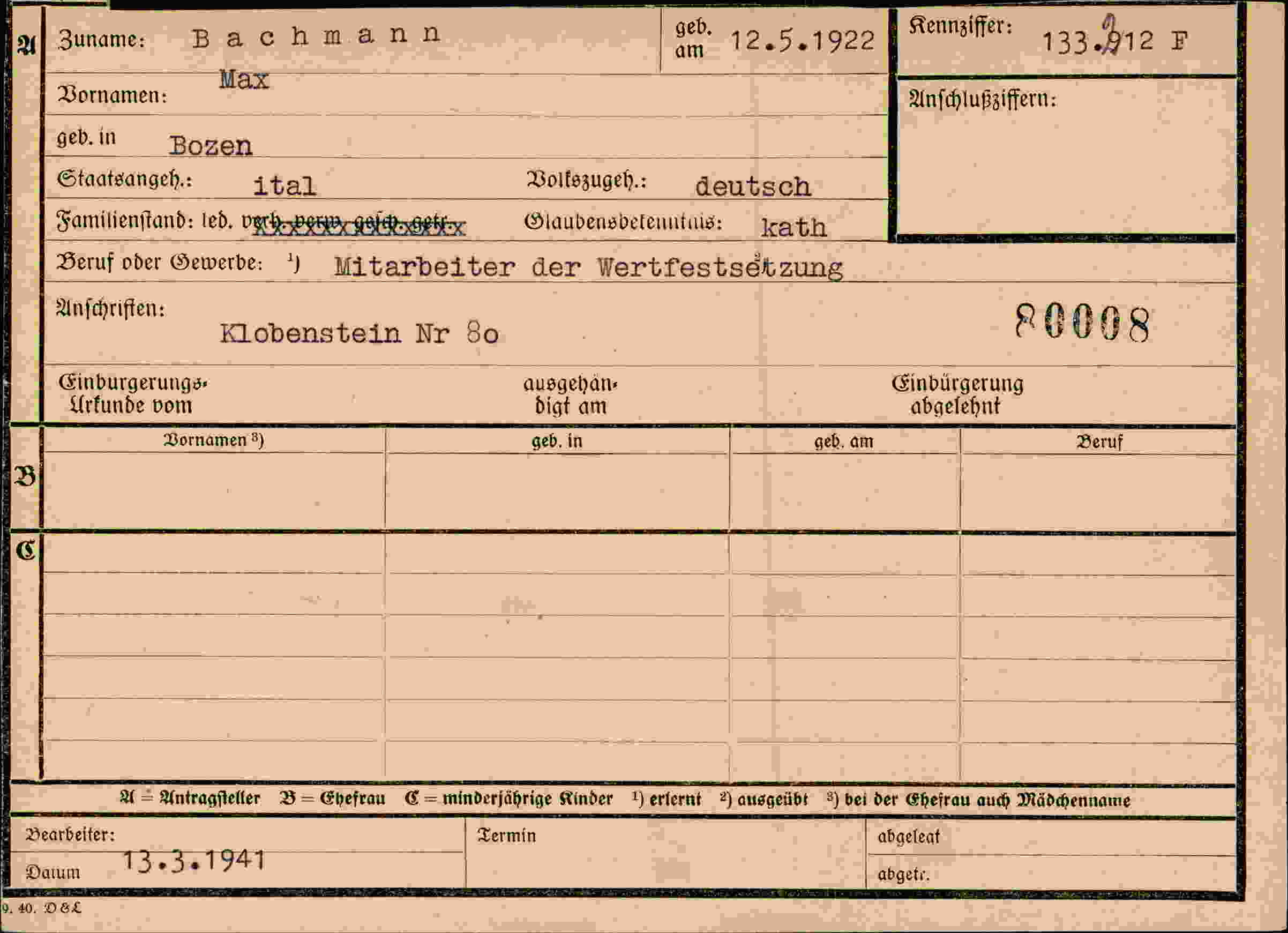 Dokument für Max Bachmann