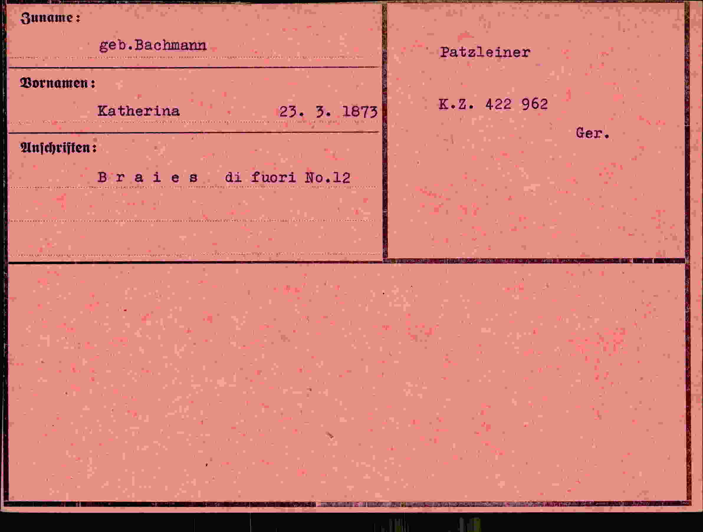 Dokument für Katherina Bachmann