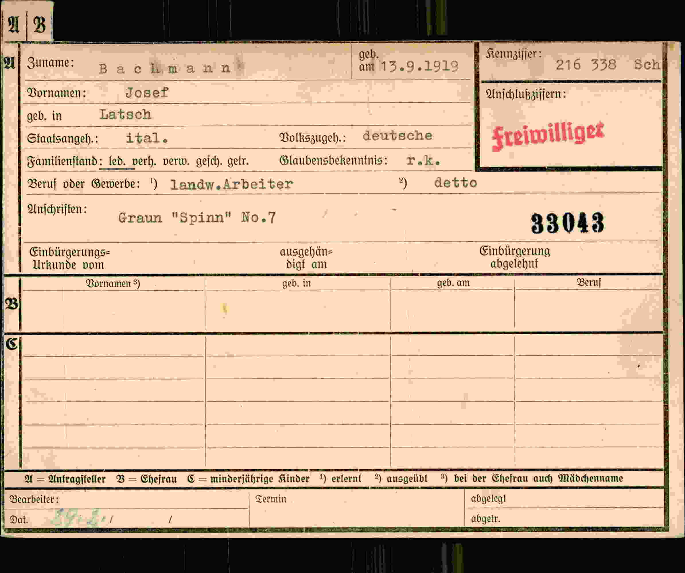 Vorderseite des Dokuments