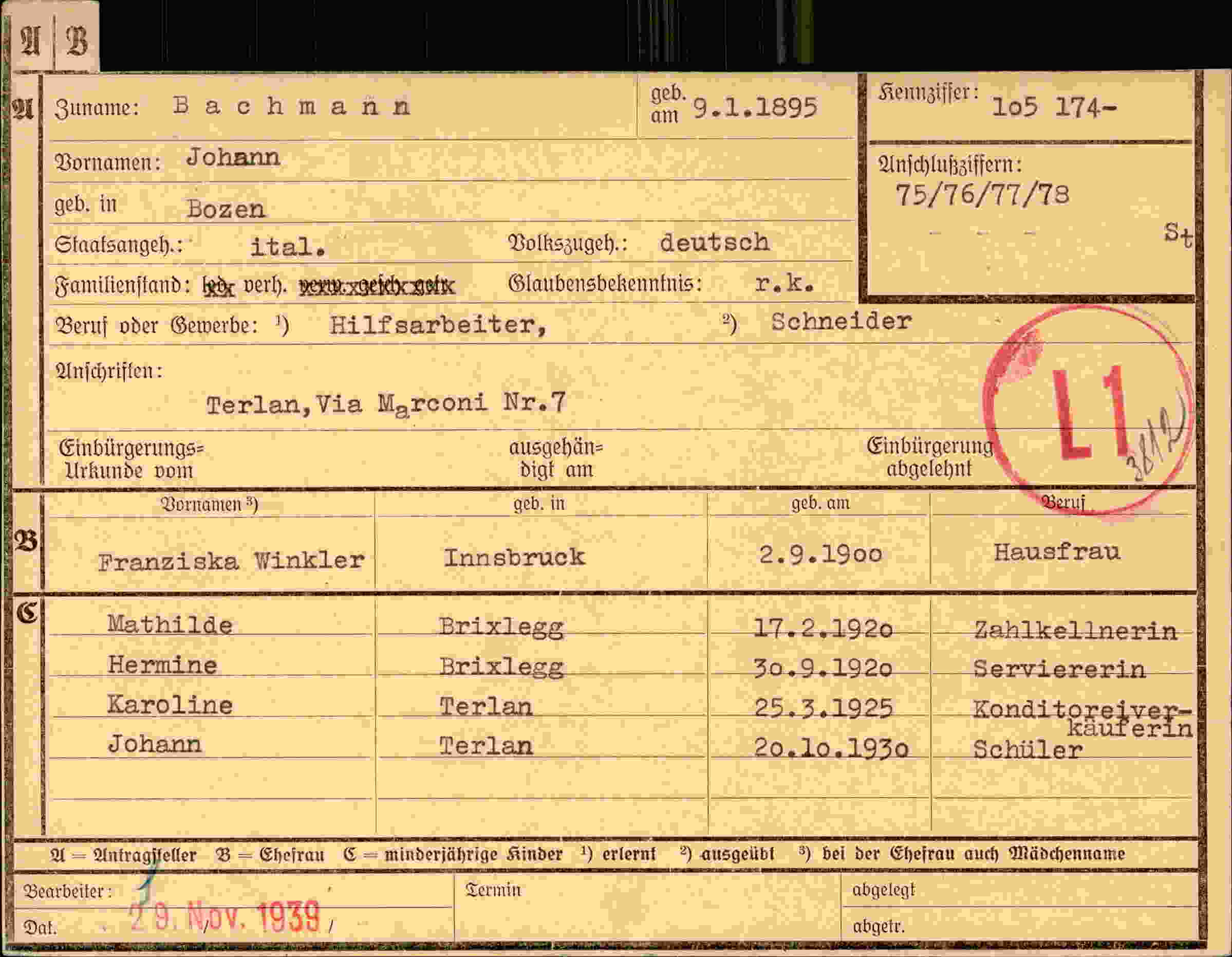 Dokument für Johann Bachmann