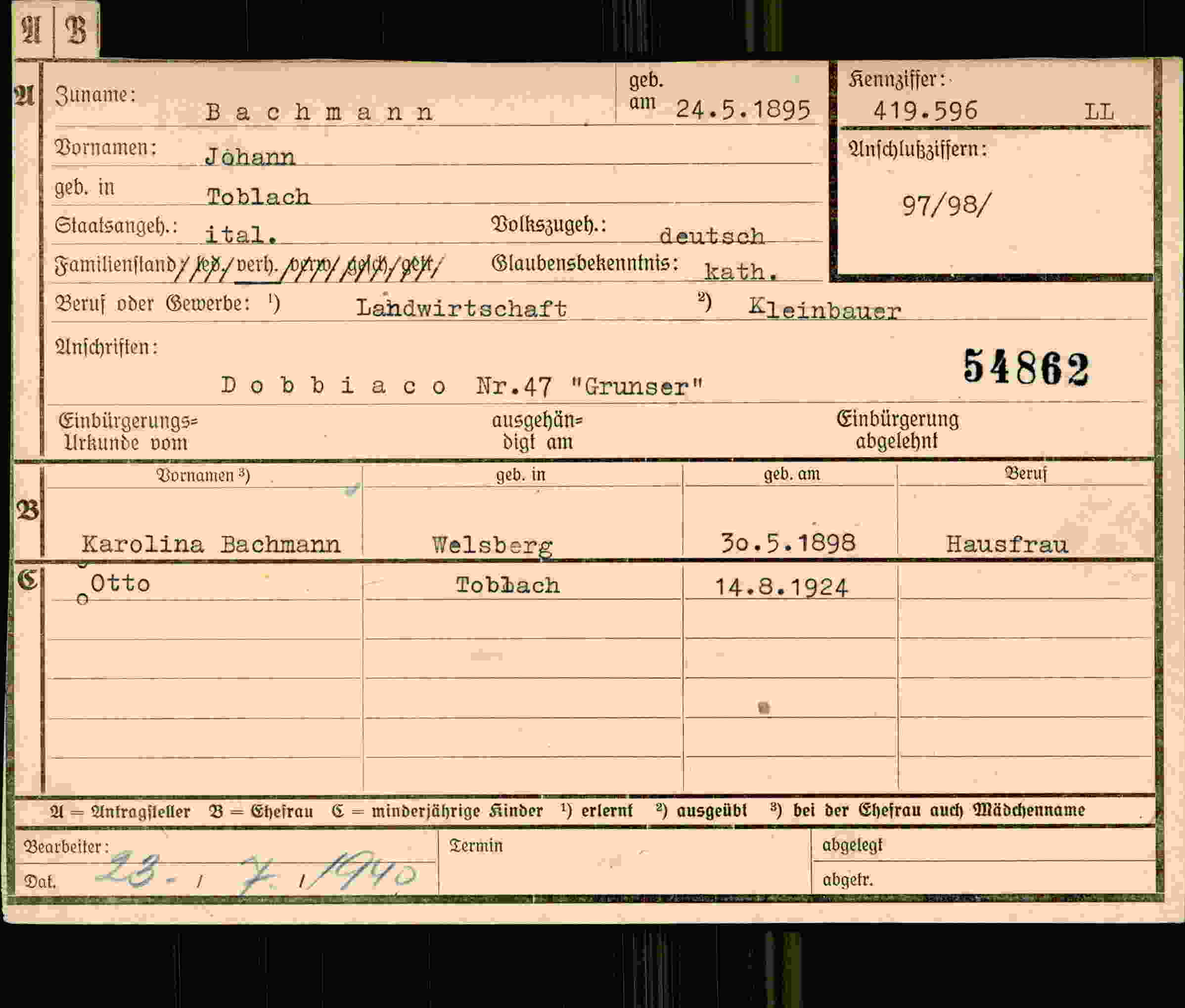 Dokument für Johann Bachmann