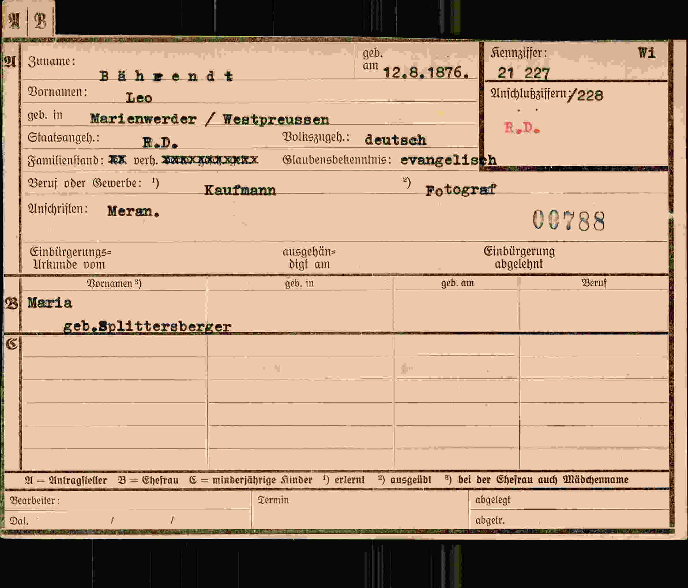 Dokument für Leo Bährendt