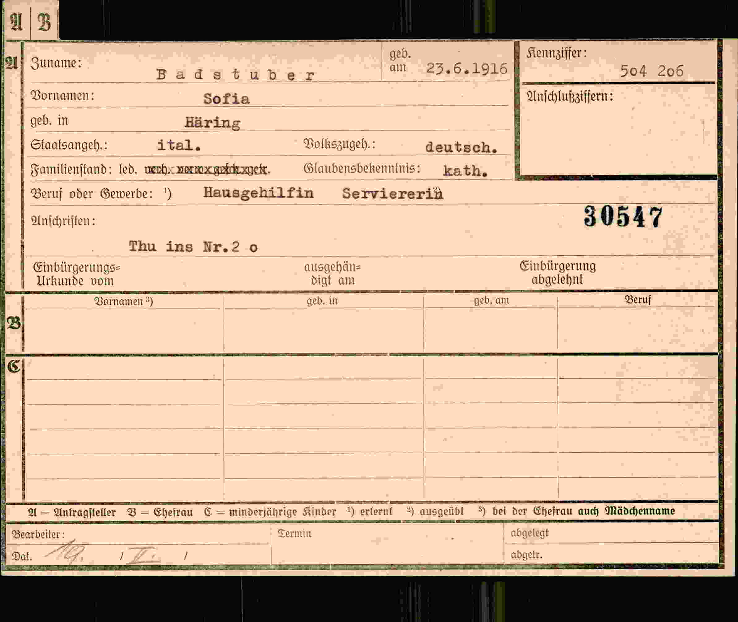 Dokument für Sofia Badstuber