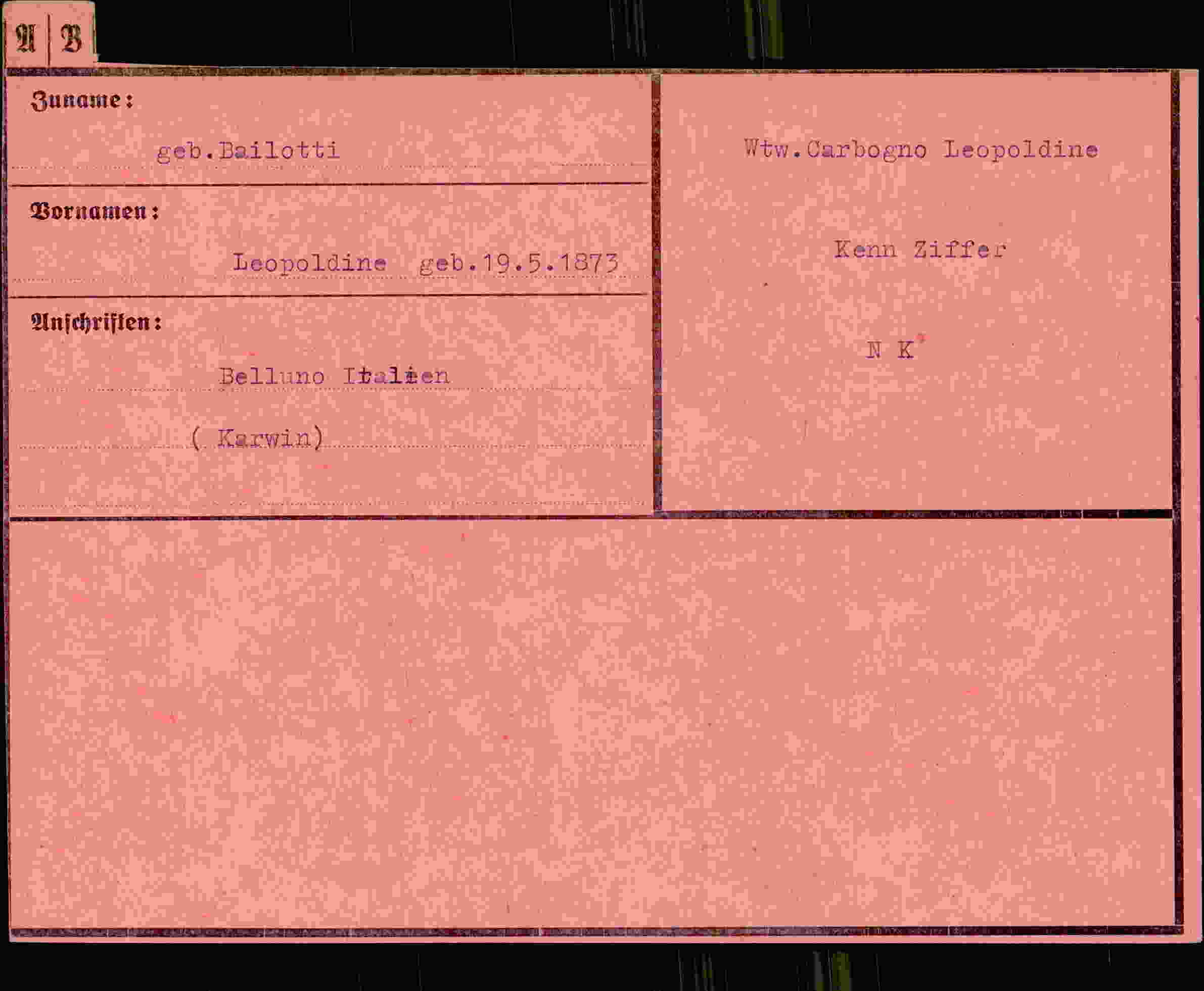 Dokument für Leopoldine Bailotti