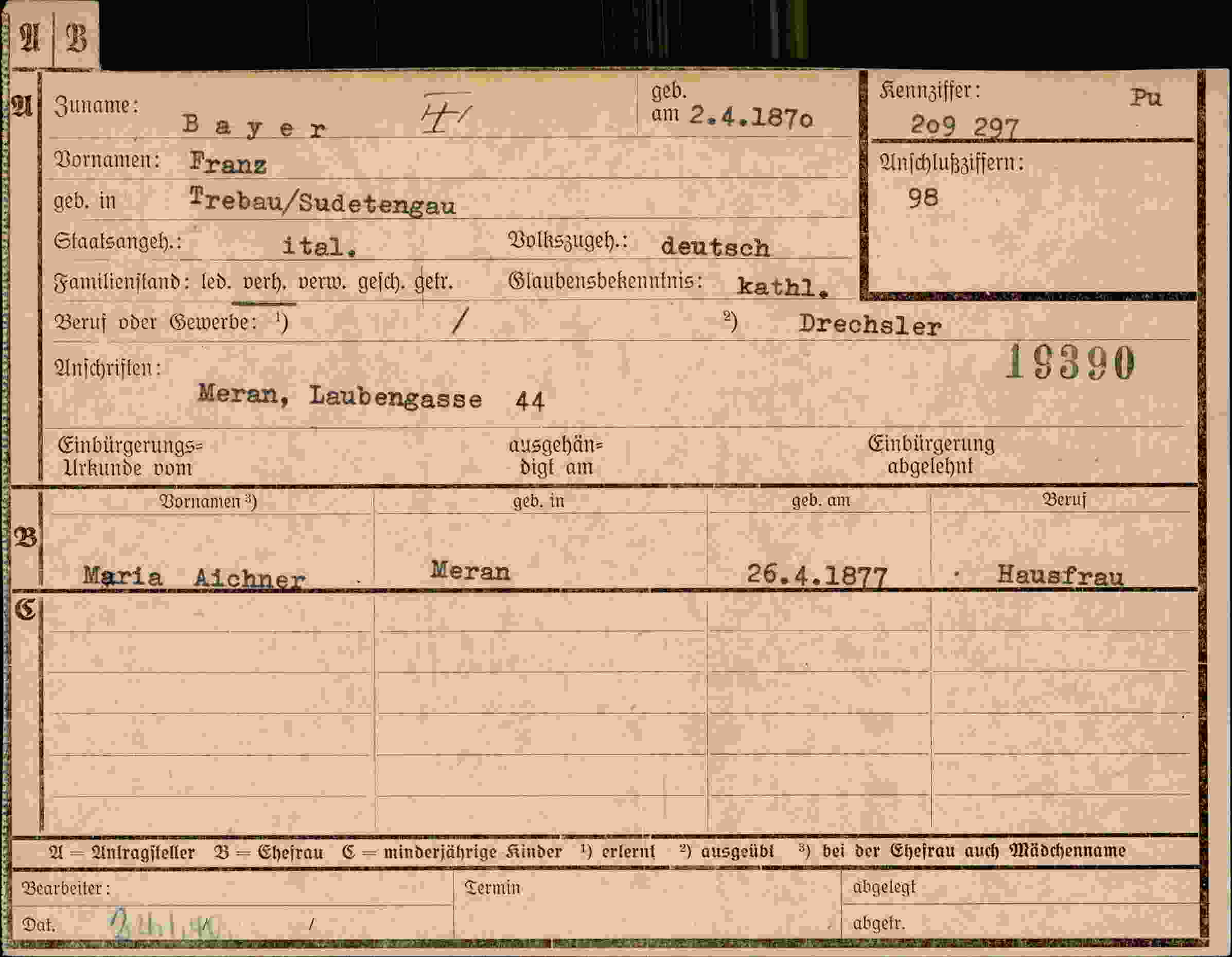 Dokument für Franz Bayer