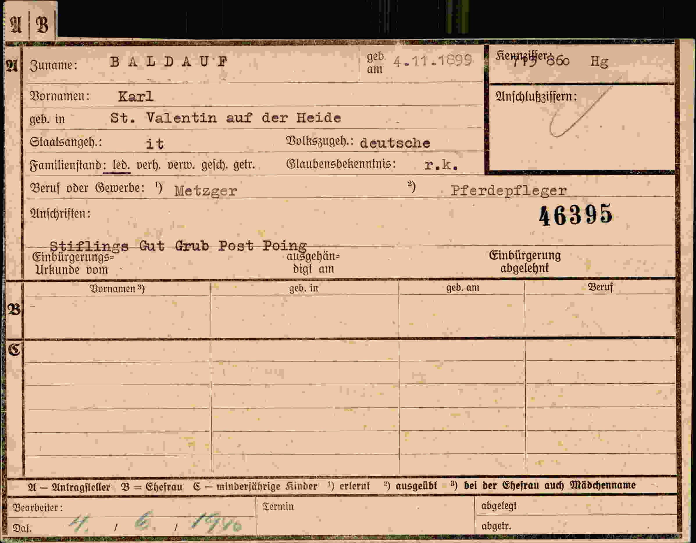Dokument für Karl Baldauf