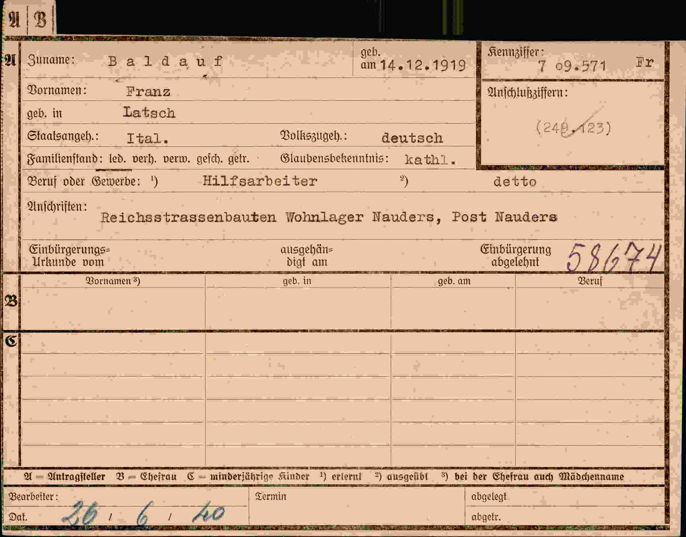 Dokument für Franz Baldauf