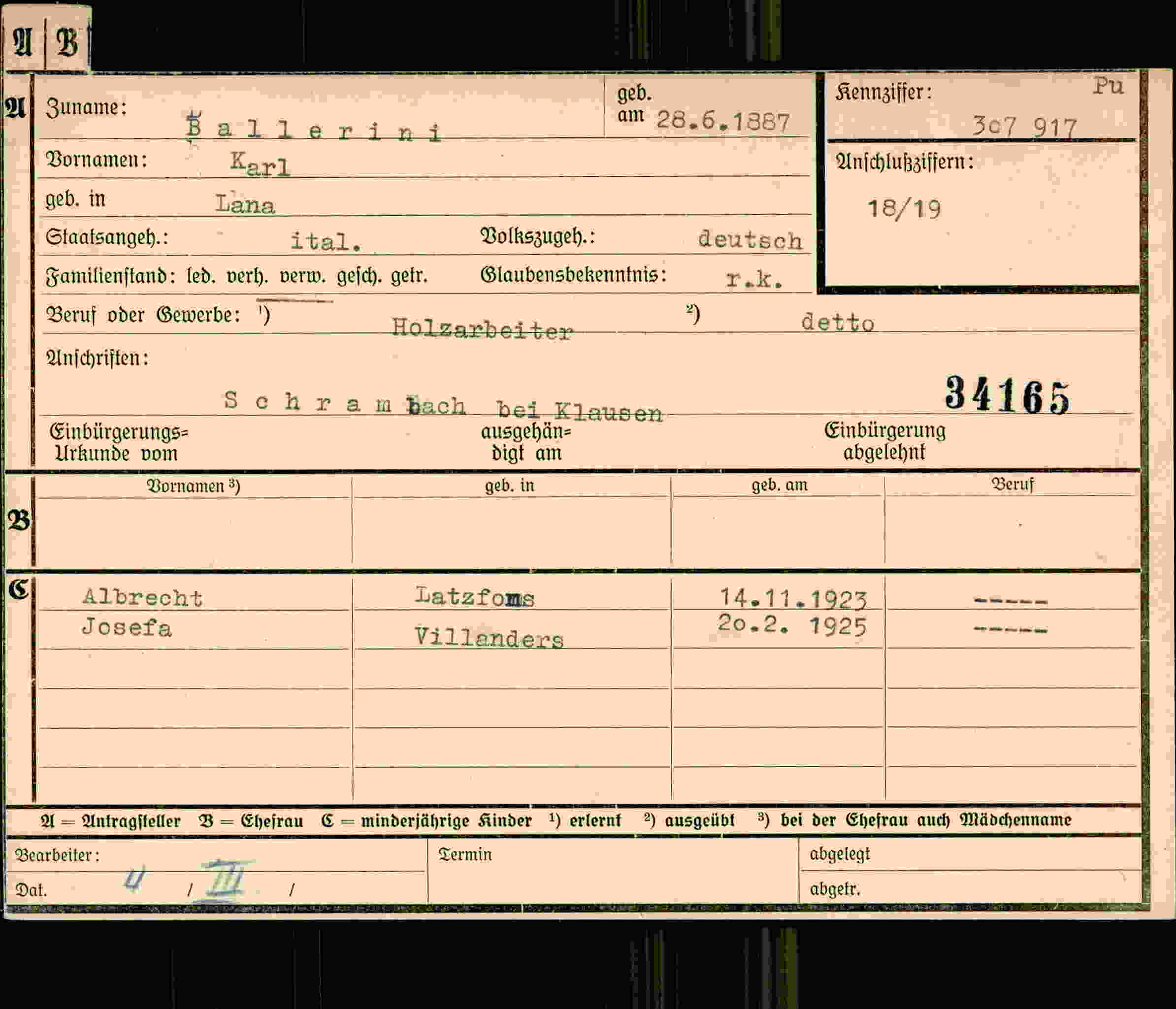 Dokument für Karl Ballerini