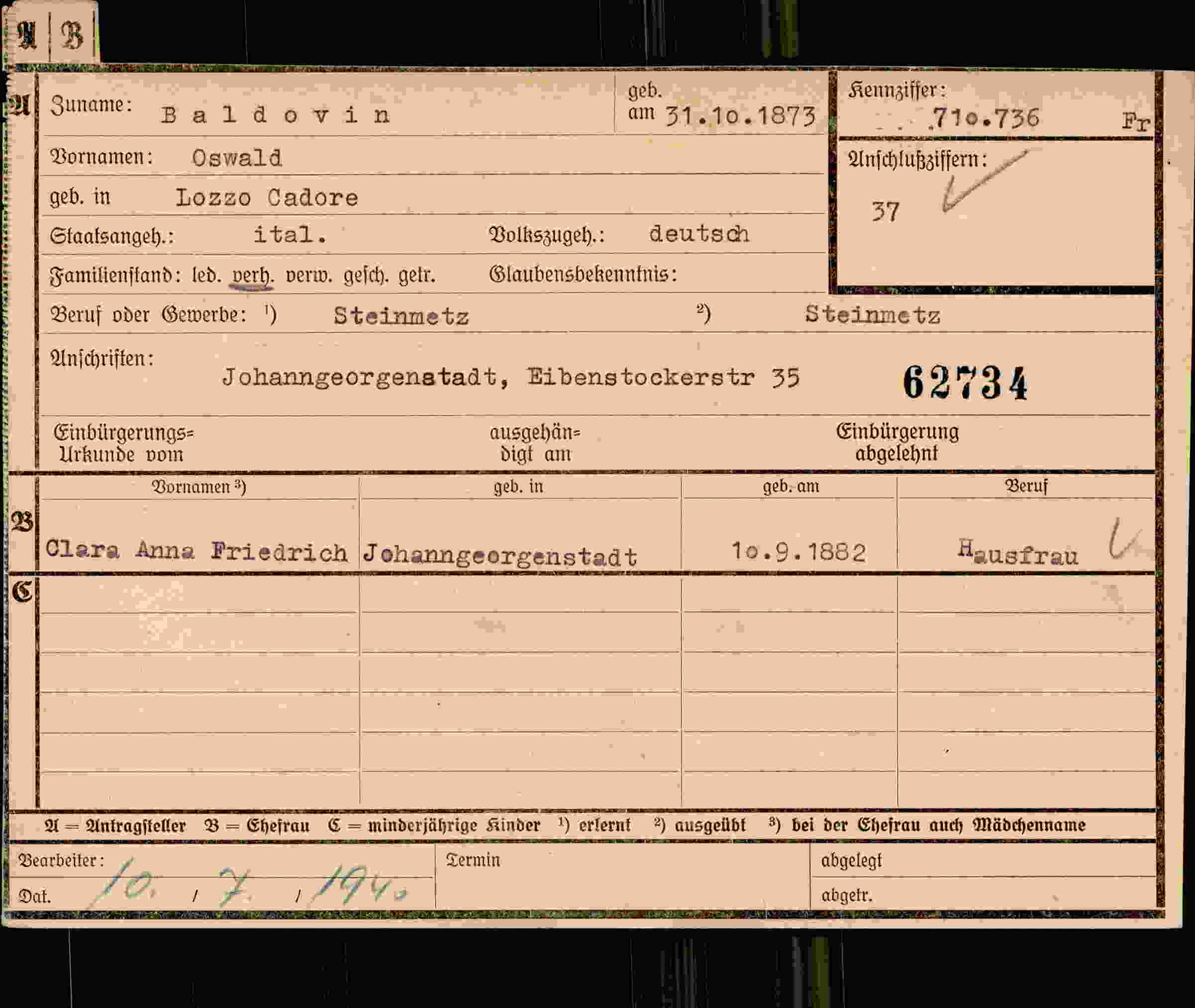 Dokument für Oswald Baldovin