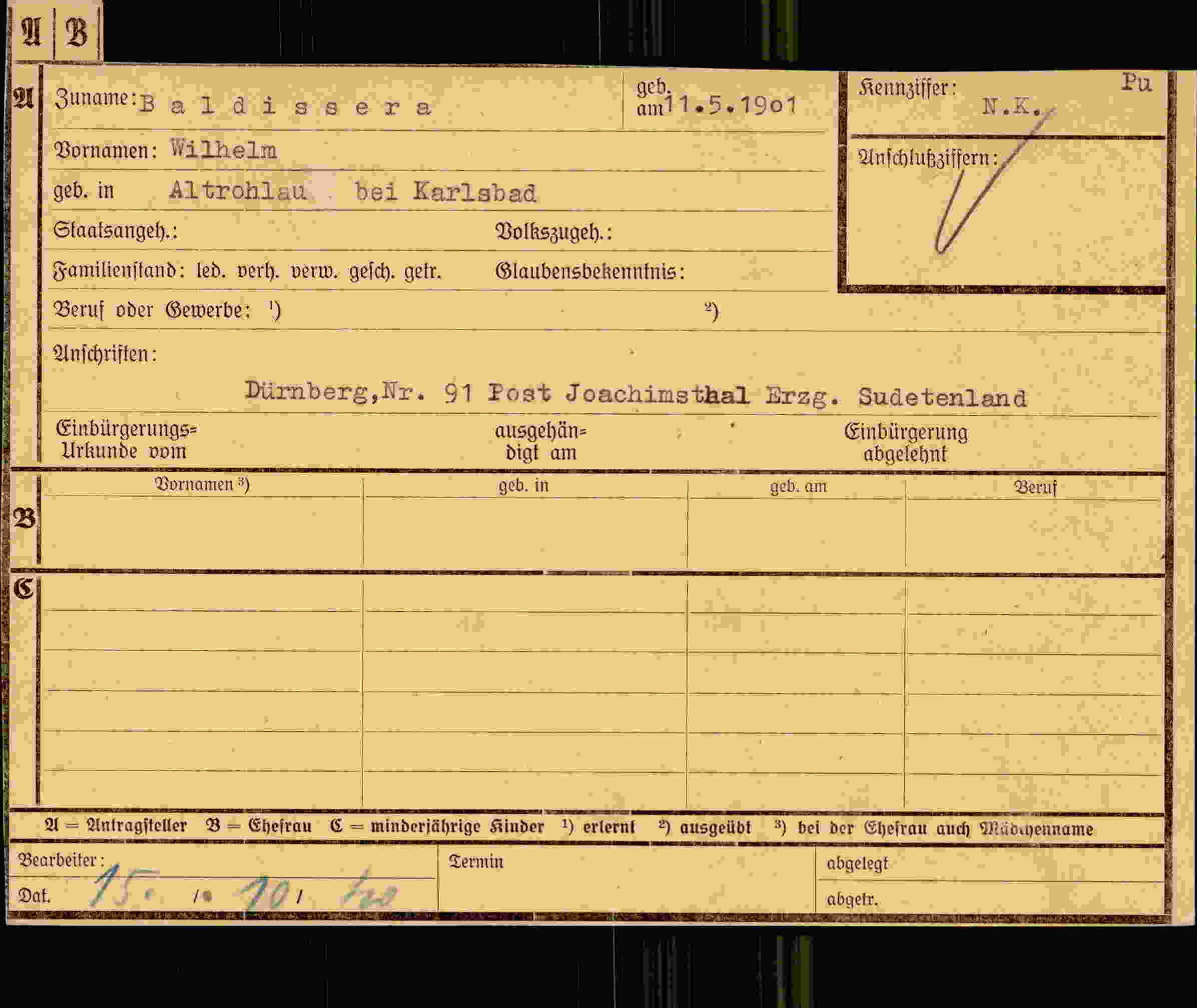 Dokument für Wilhelm Baldissera