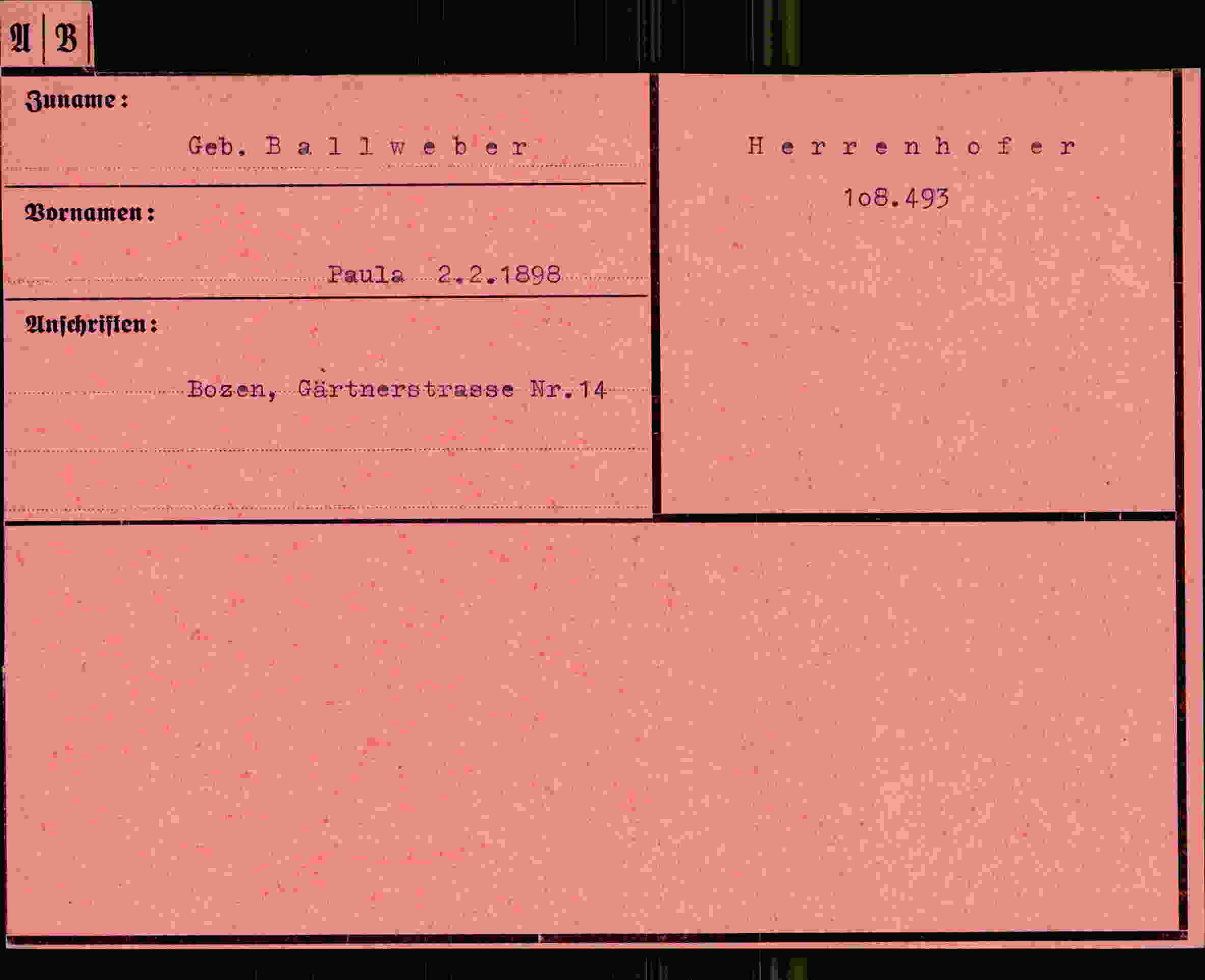 Dokument für Paula Ballweber