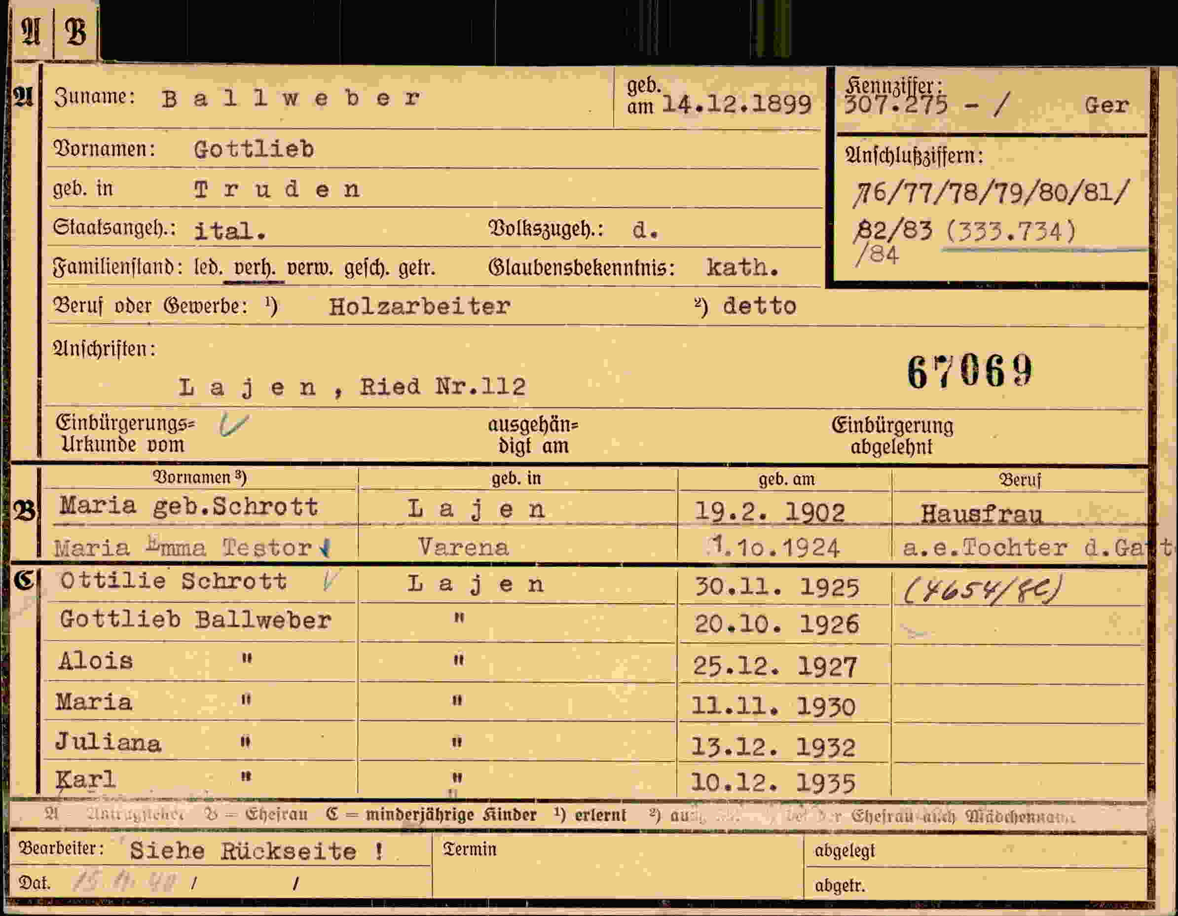 Dokument für Gottlieb Ballweber