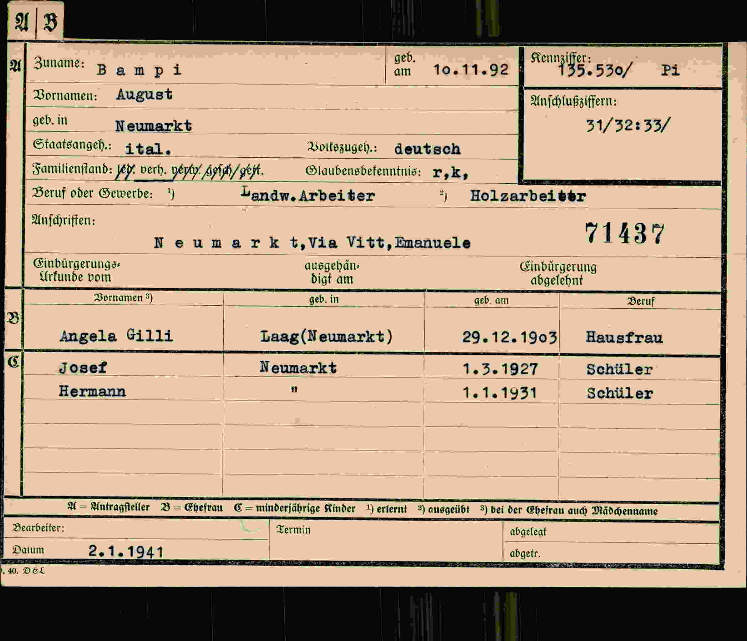 Dokument für August Bampi