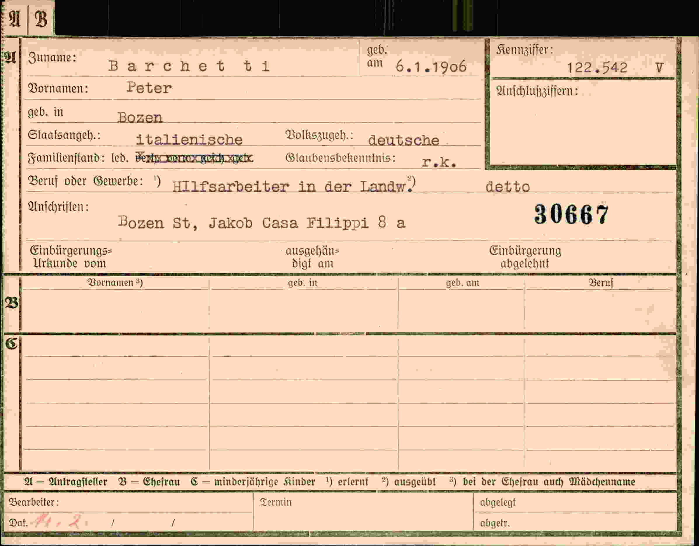 Vorderseite des Dokuments