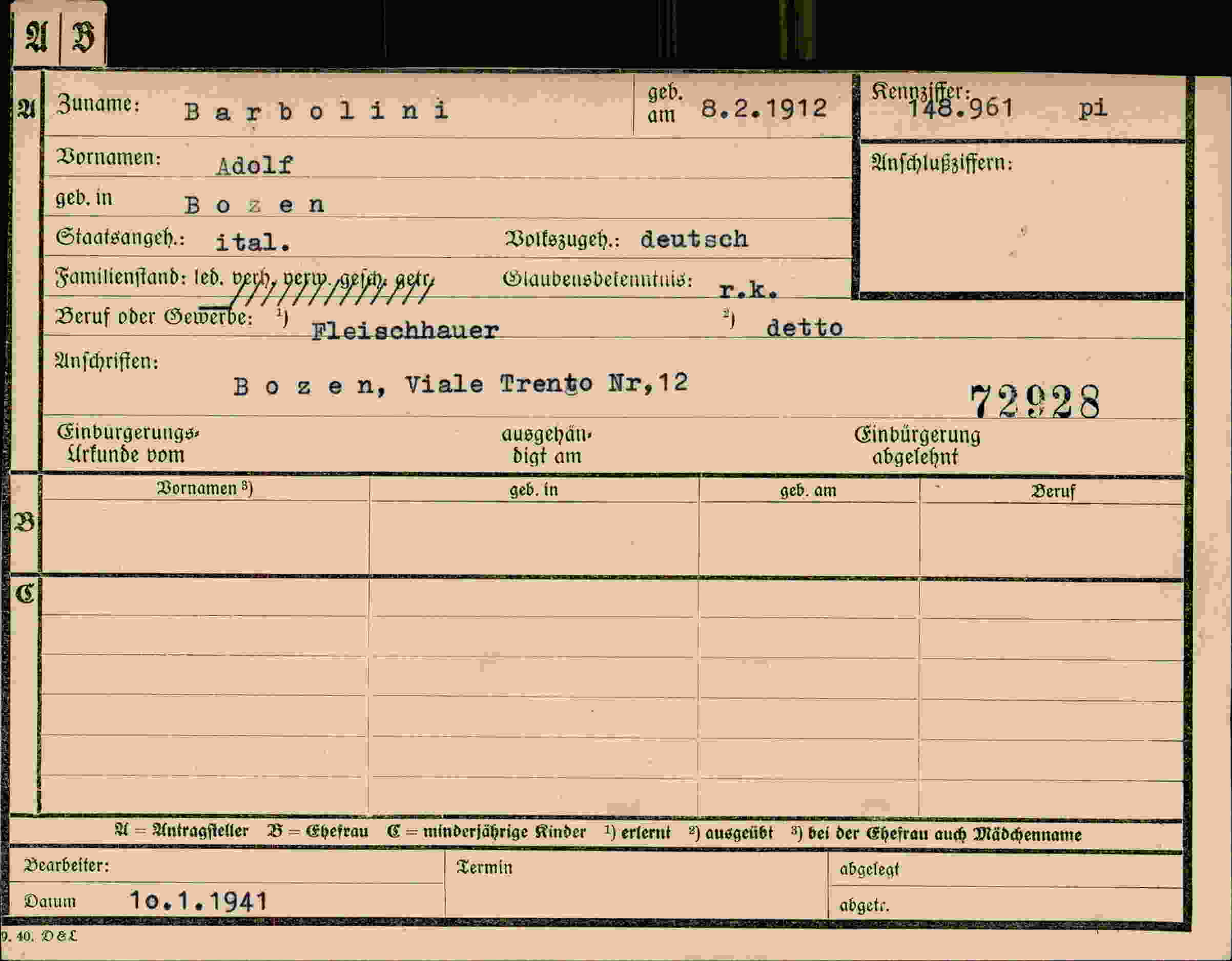 Dokument für Adolf Barbolini