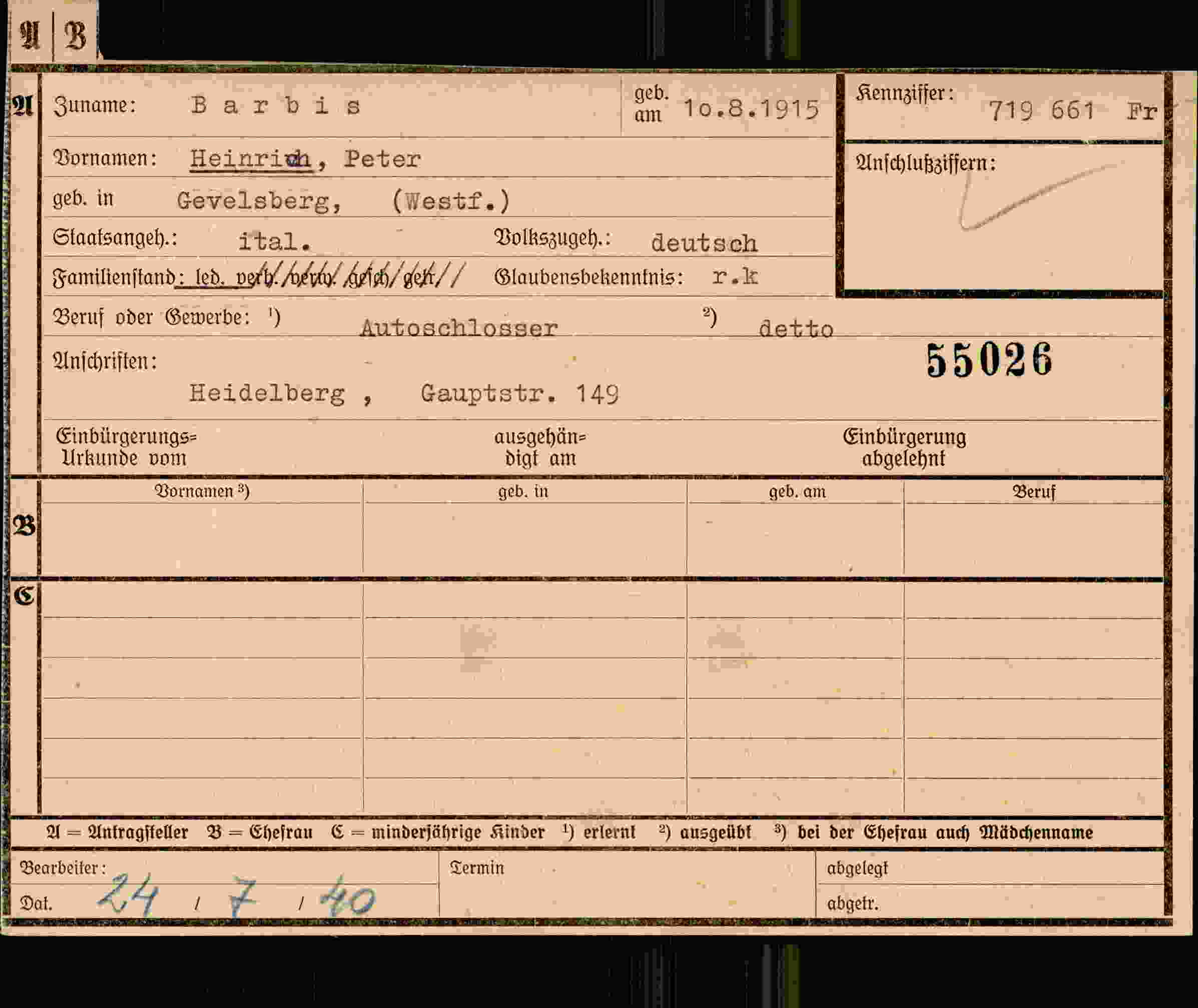 Dokument für Heinrich Peter Barbis