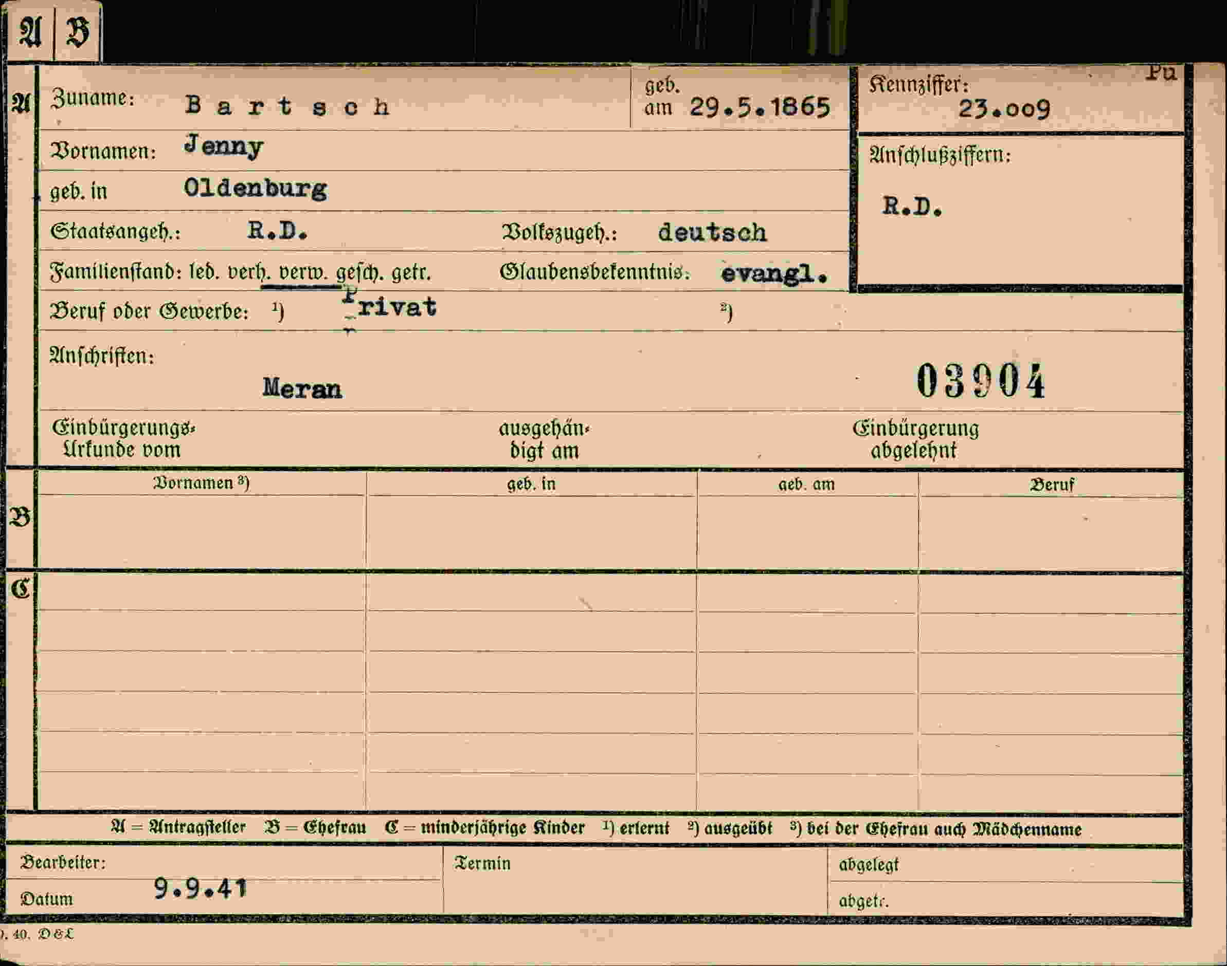 Vorderseite des Dokuments